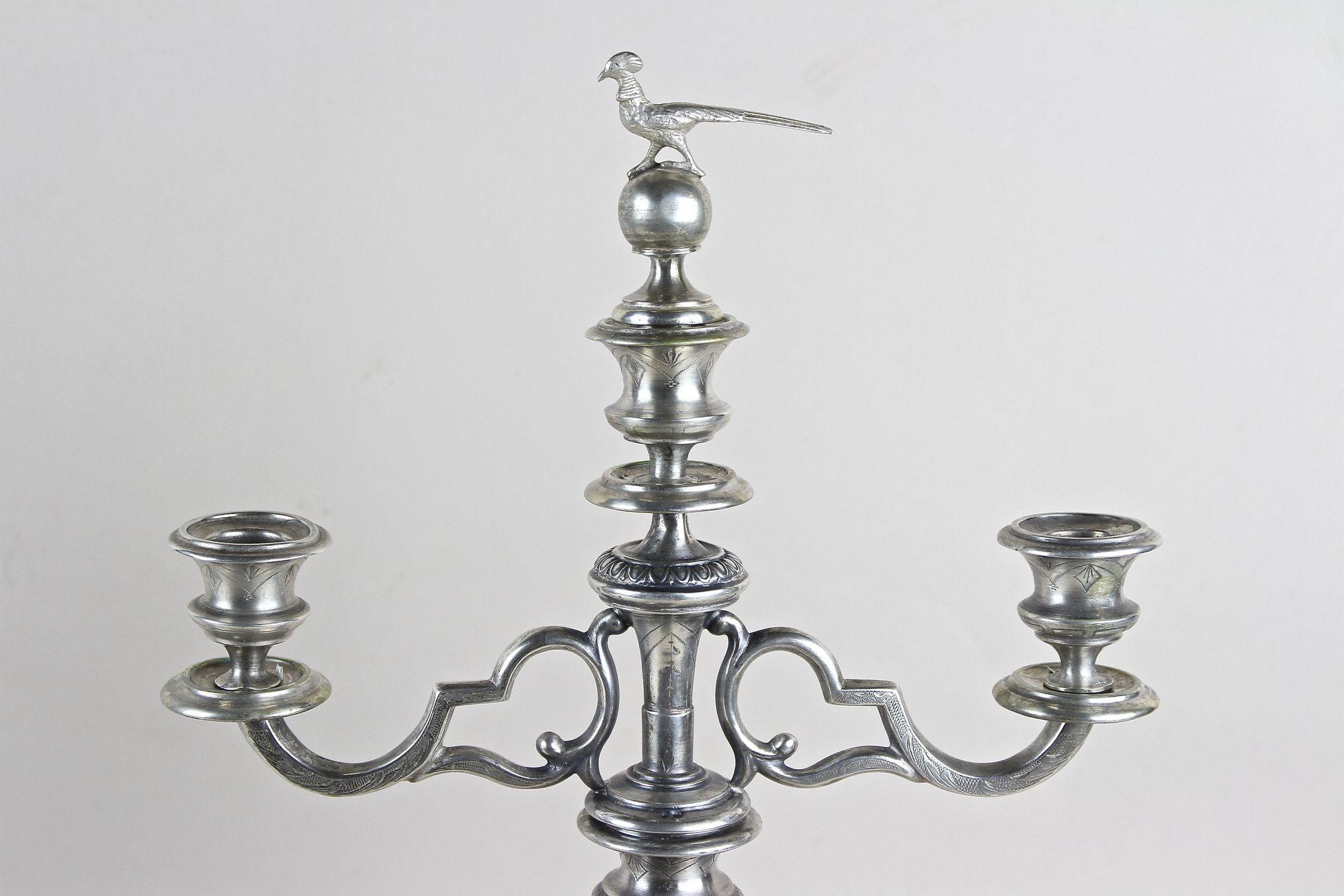 Paar Kandelaber aus massivem Silber des 19. Jahrhunderts, Österreich um 1860 im Angebot 4