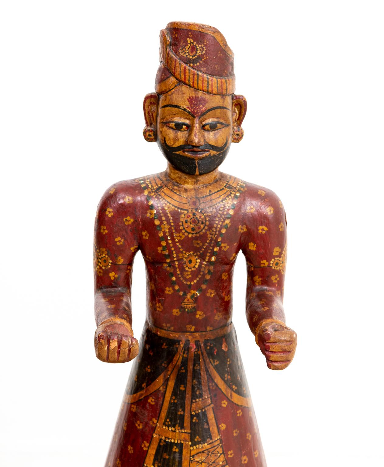 Pair of 19th Century South Indian Painted Figures For Sale 5