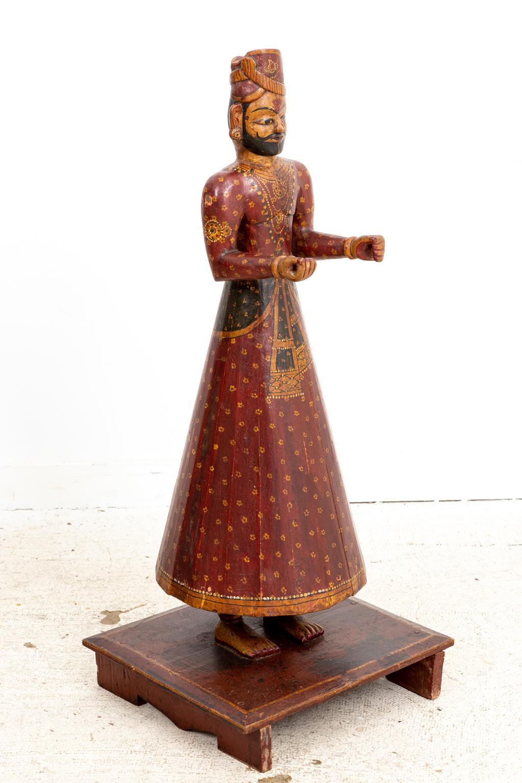 Pair of 19th Century South Indian Painted Figures For Sale 8