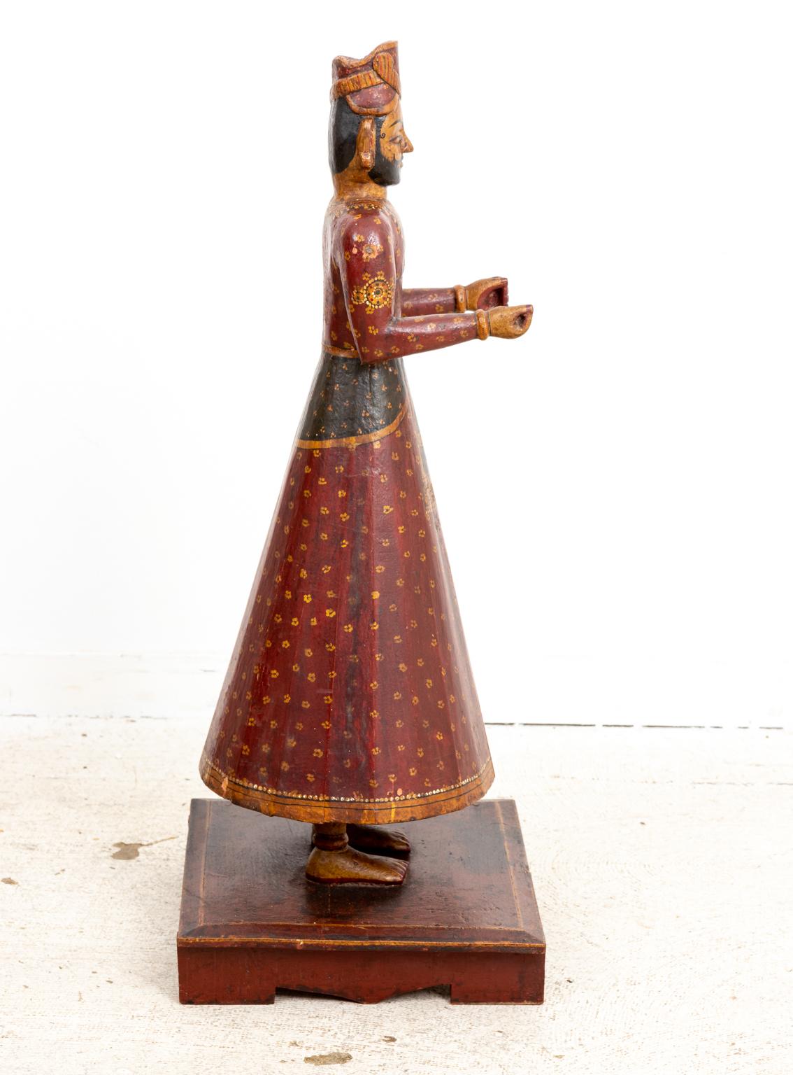 Pair of 19th Century South Indian Painted Figures For Sale 9