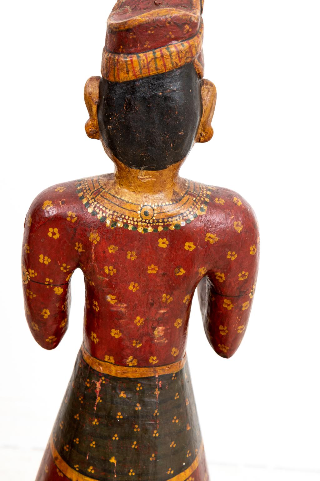 Pair of 19th Century South Indian Painted Figures For Sale 12