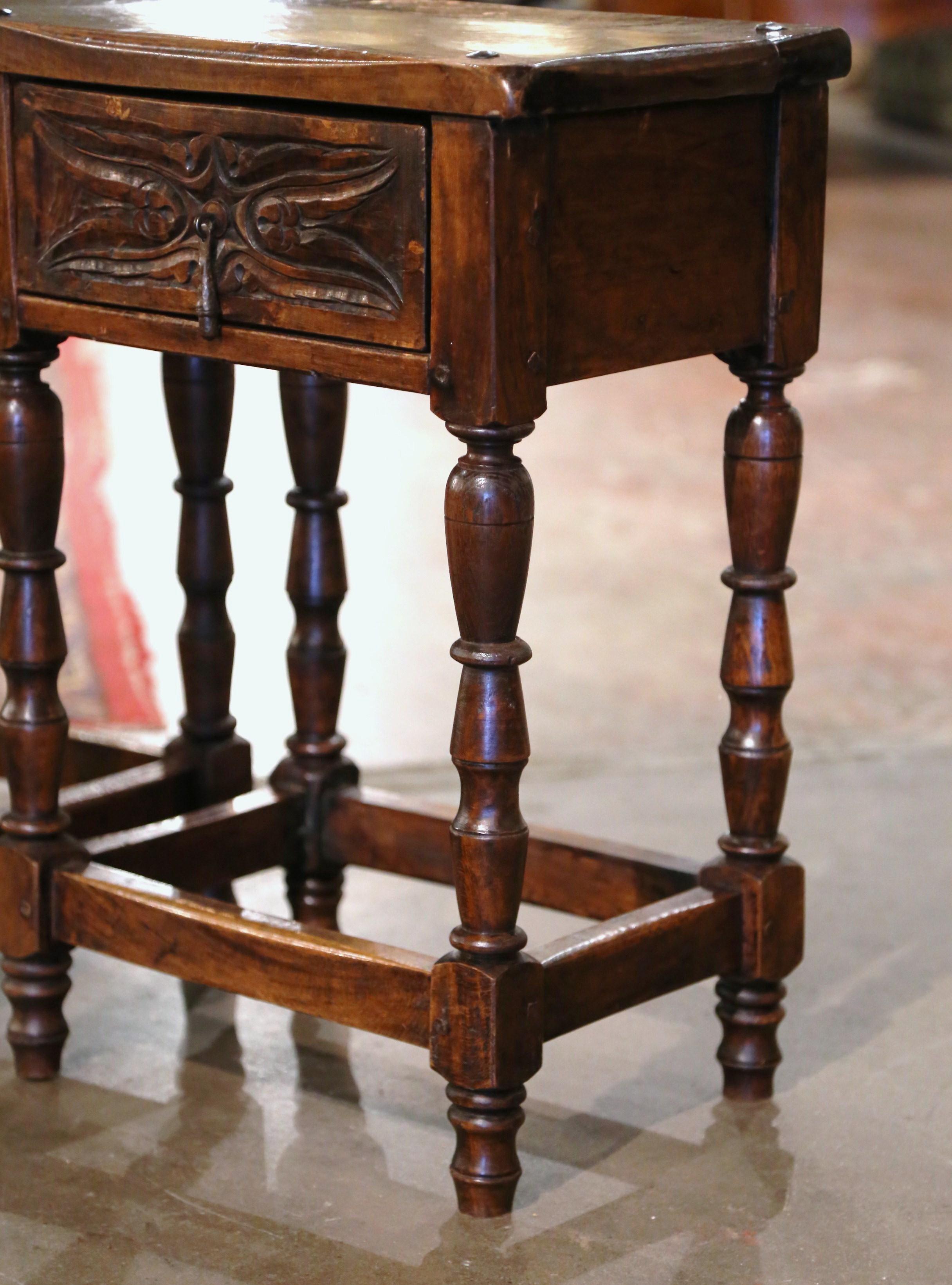 Hand-Carved Pair of 19th Century Spanish Baroque Carved Walnut Side Tables