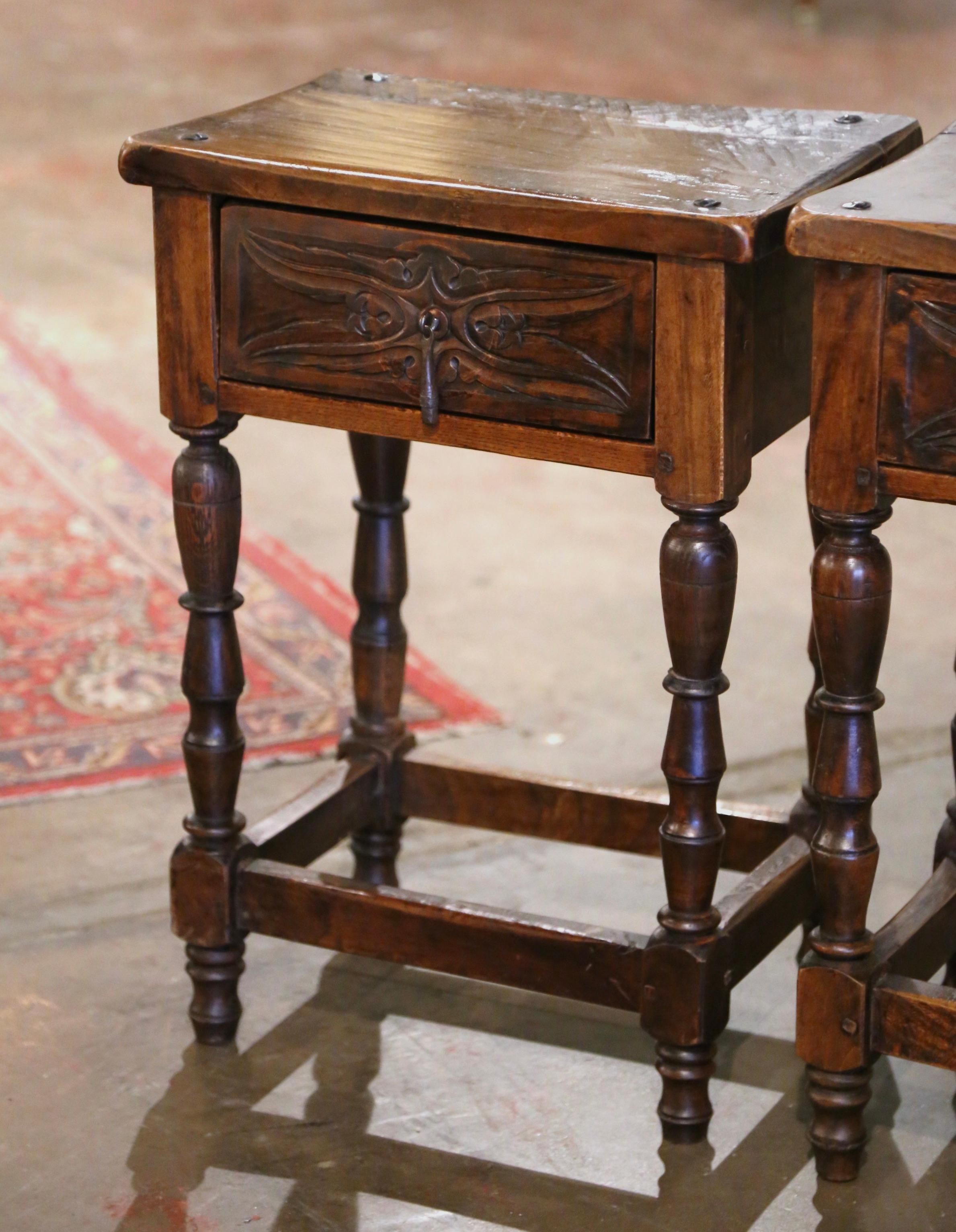 Pair of 19th Century Spanish Baroque Carved Walnut Side Tables 1