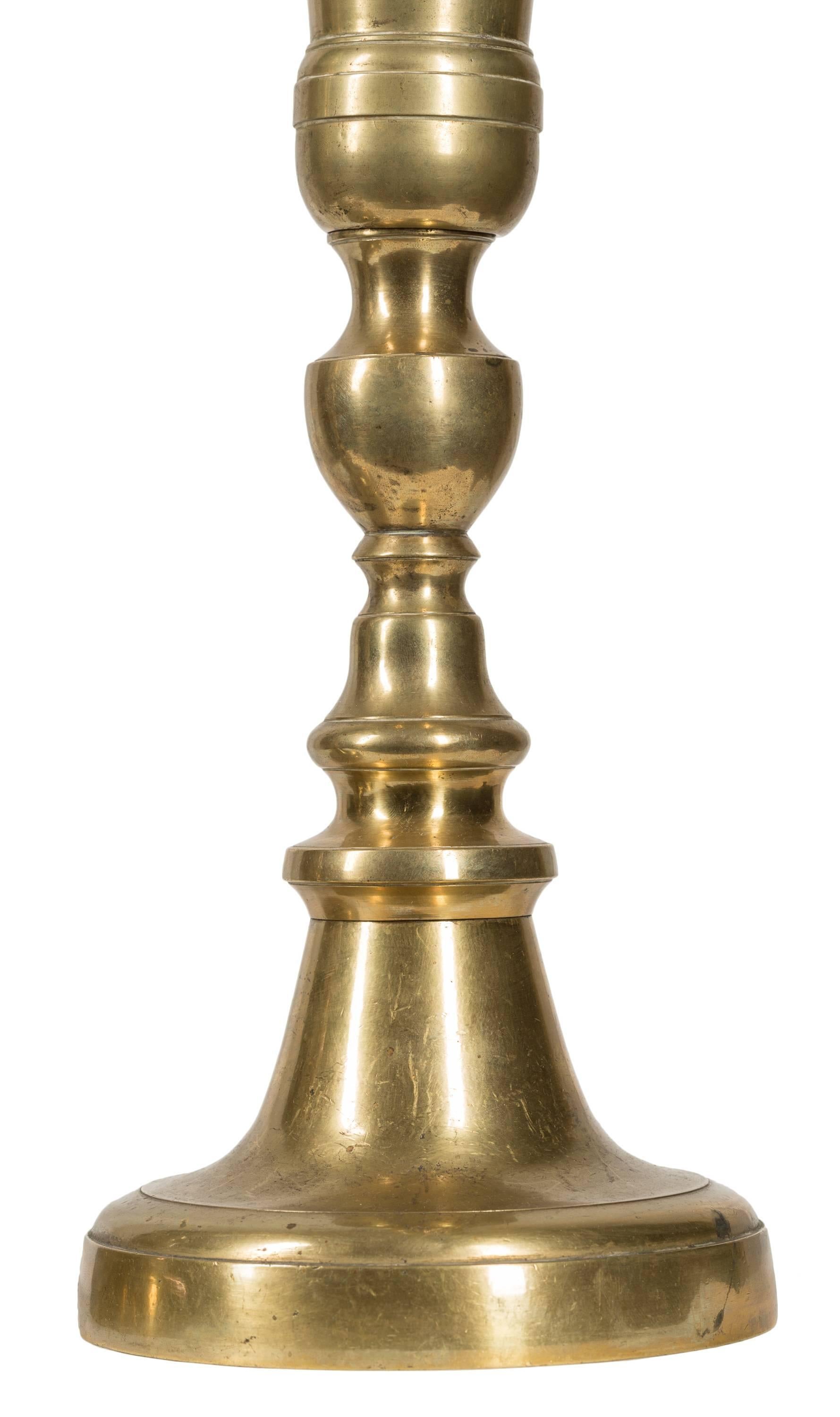 Pair of 19th Century Spanish Brass Church Altar Candlesticks In Good Condition In Madrid, ES