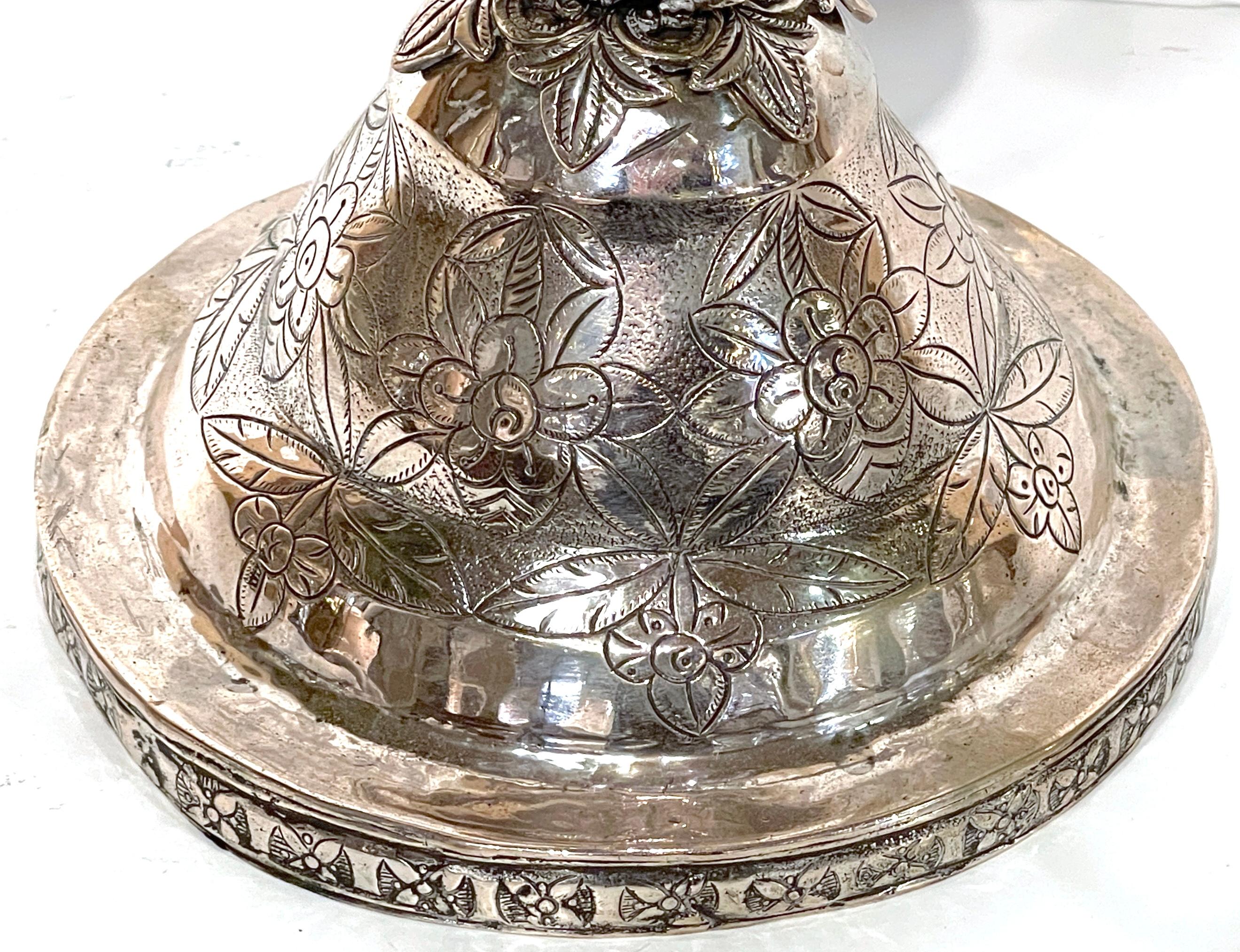 Pair of 19th Century Spanish Colonial Exotic Tobacco Leaf 5-Light Candelabra For Sale 7