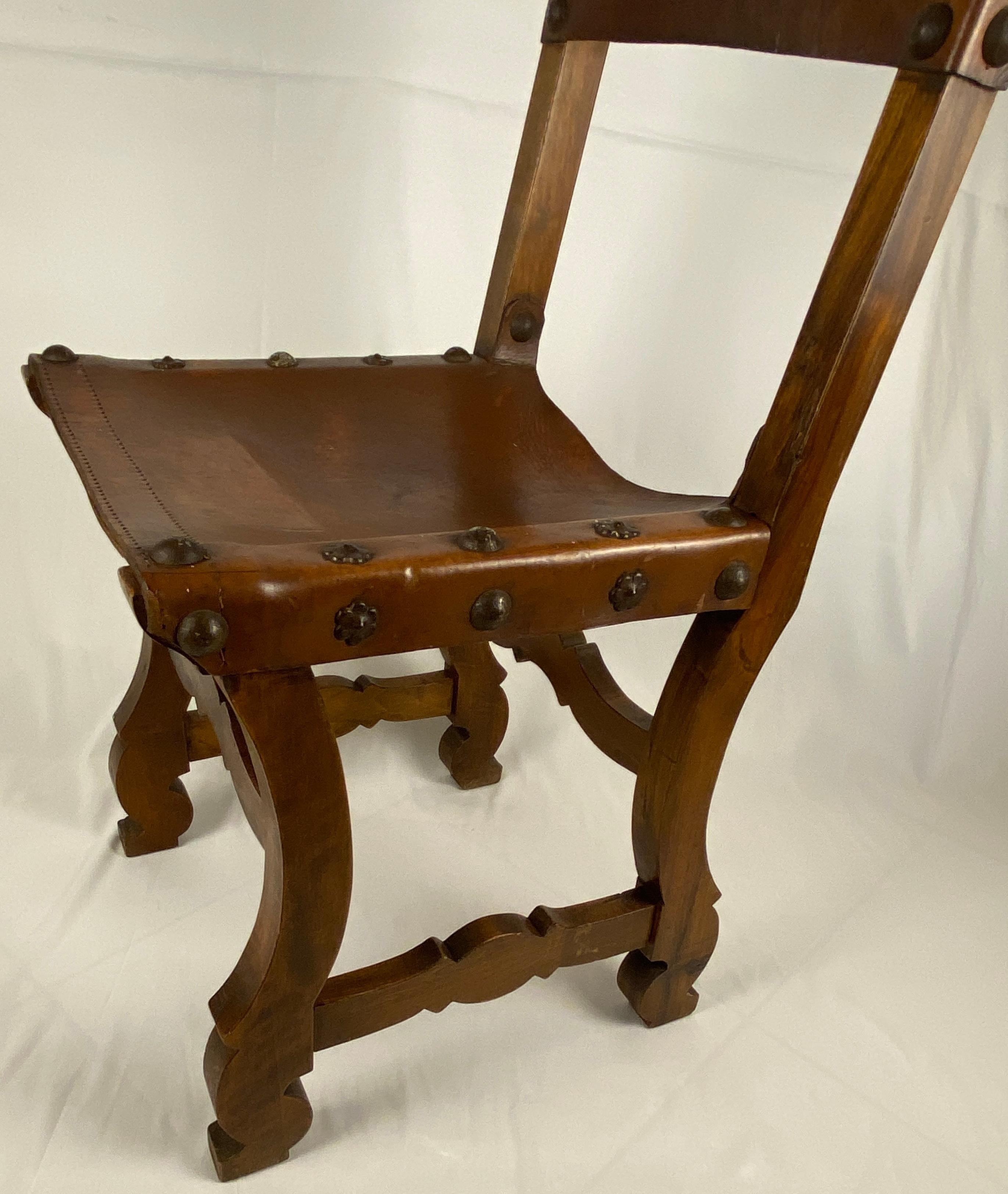 Hand-Crafted Pair of 19th Century Spanish Colonial Side Chairs or Dining Chairs