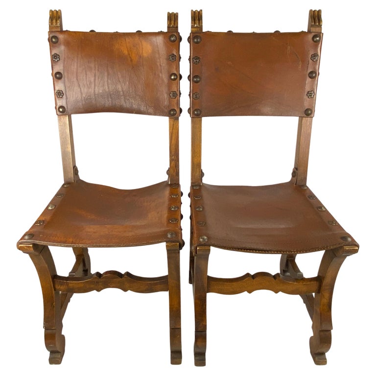 Pair of 19th Century Spanish Colonial Side Chairs or Dining Chairs For