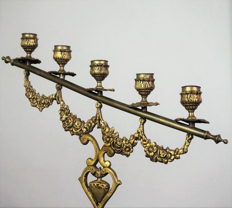 Pair of 19th Century Spanish Gilt Bronze Altar Candelabra, Church