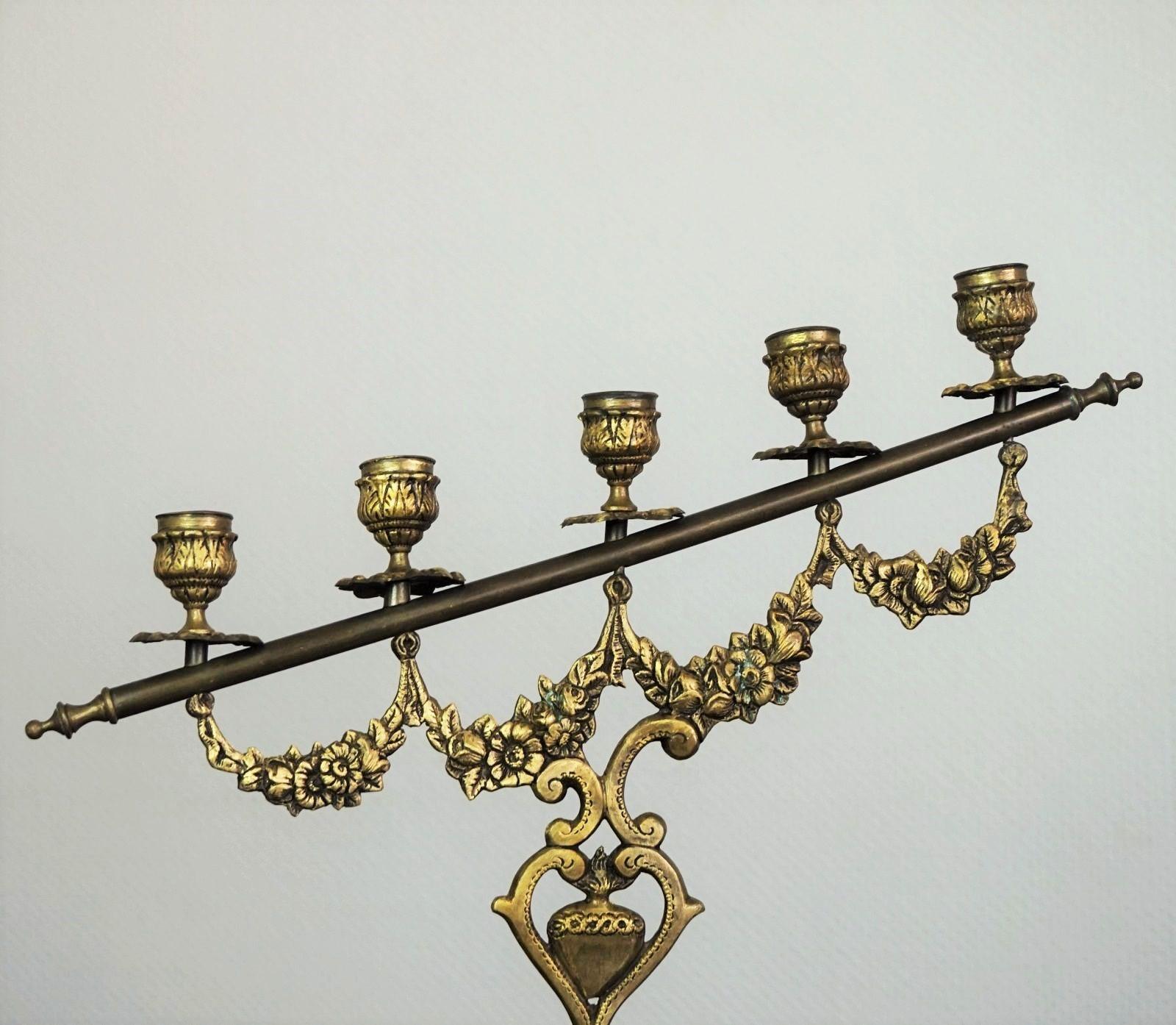 Pair of 19th Century Spanish Gilt Bronze Altar Candelabra, Church Candleholders 2