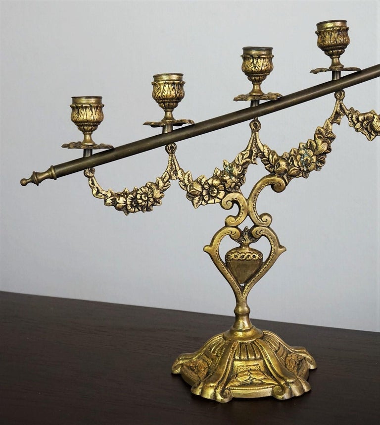 Pair of 19th Century Spanish Gilt Bronze Altar Candelabra, Church