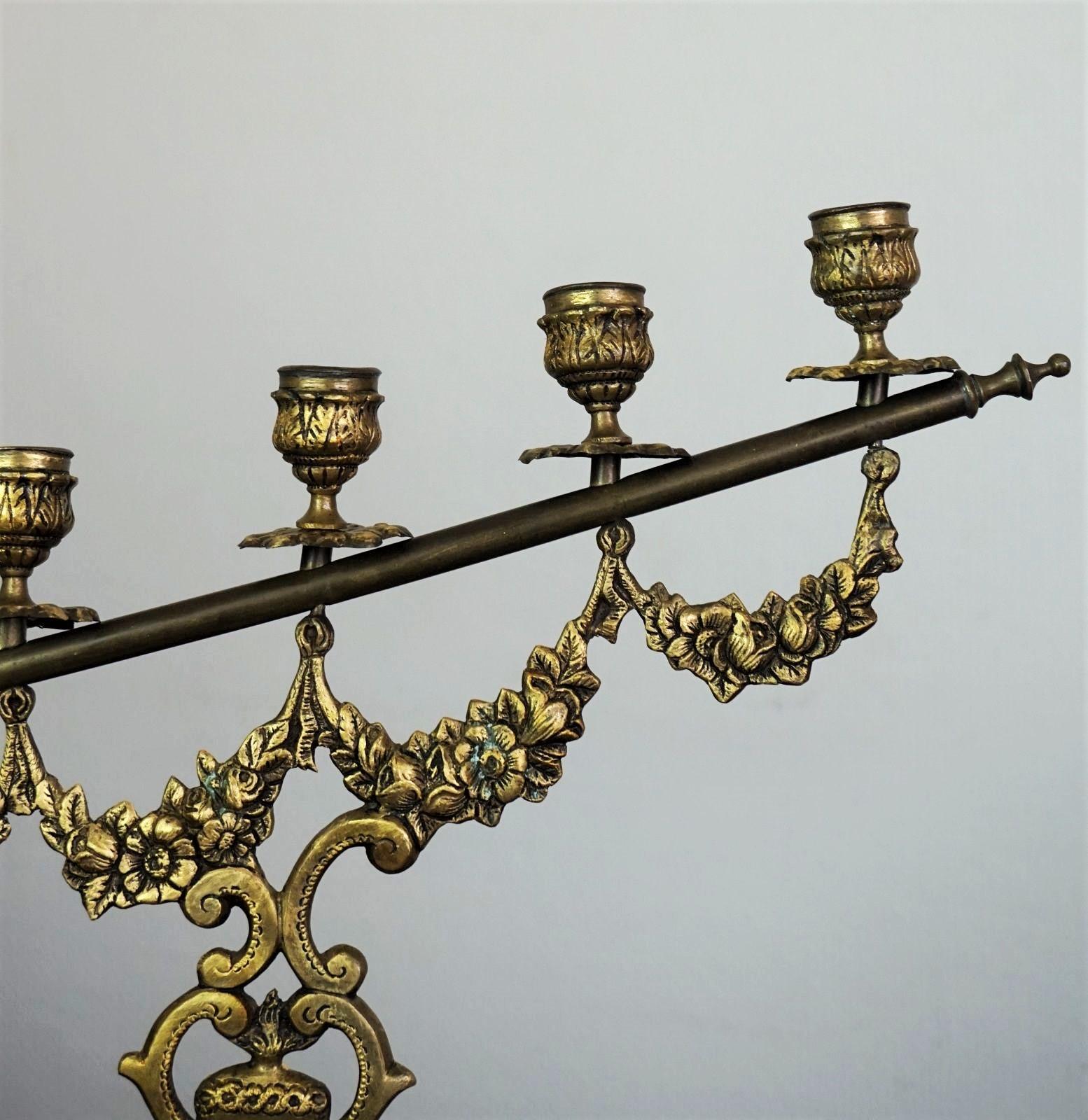 Pair of 19th Century Spanish Gilt Bronze Altar Candelabra, Church Candleholders 4