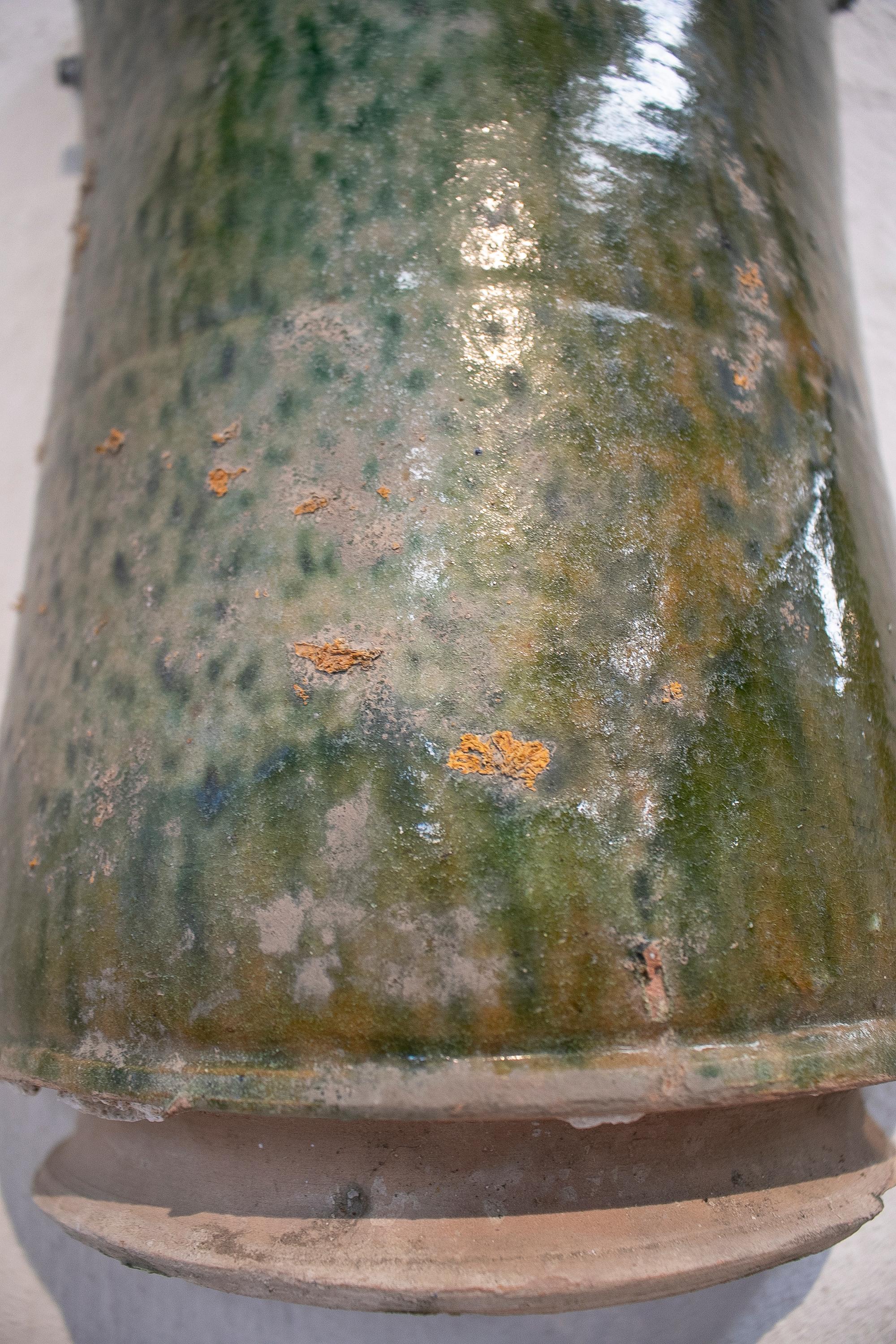 Pair of 19th Century Spanish Green Glazed Terracotta Wall Lamp 9
