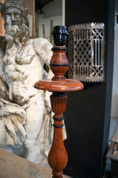 Pair of 19th Century Spanish Painted Wooden "Torchere" Pricket Sticks