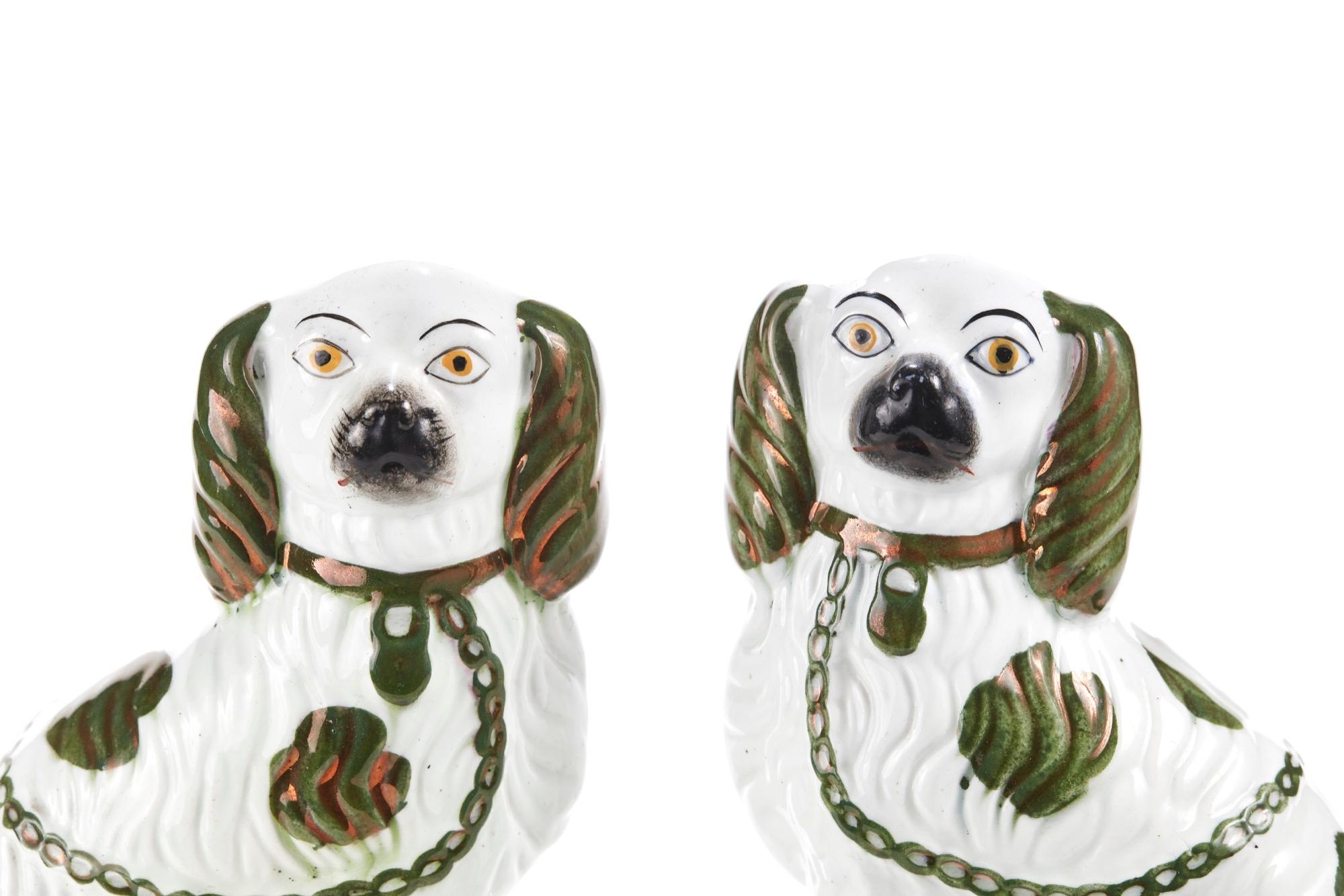 Pair of 19th Century Staffordshire Copper Lustre Spaniels 1