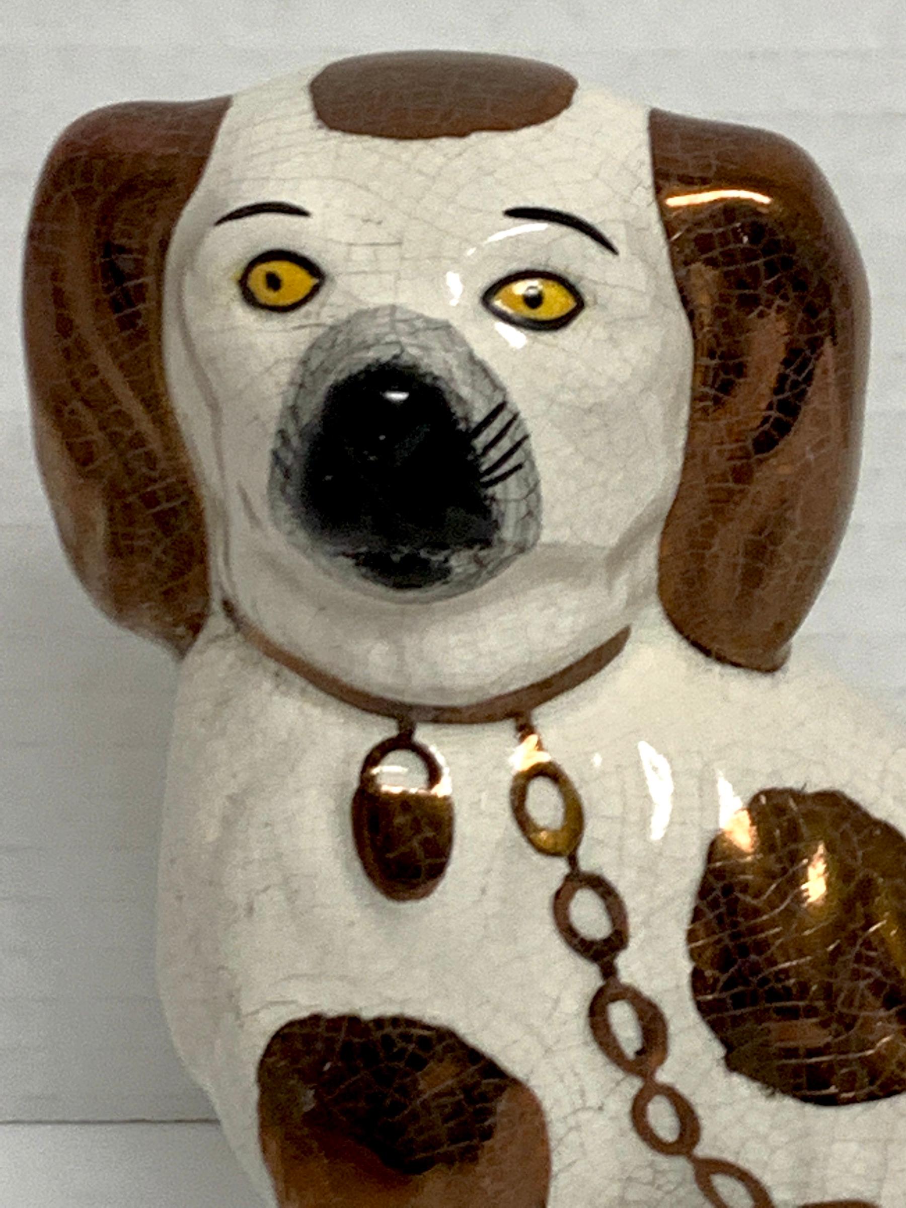 Pair of 19th Century Staffordshire Diminutive Copper Luster Dogs 1