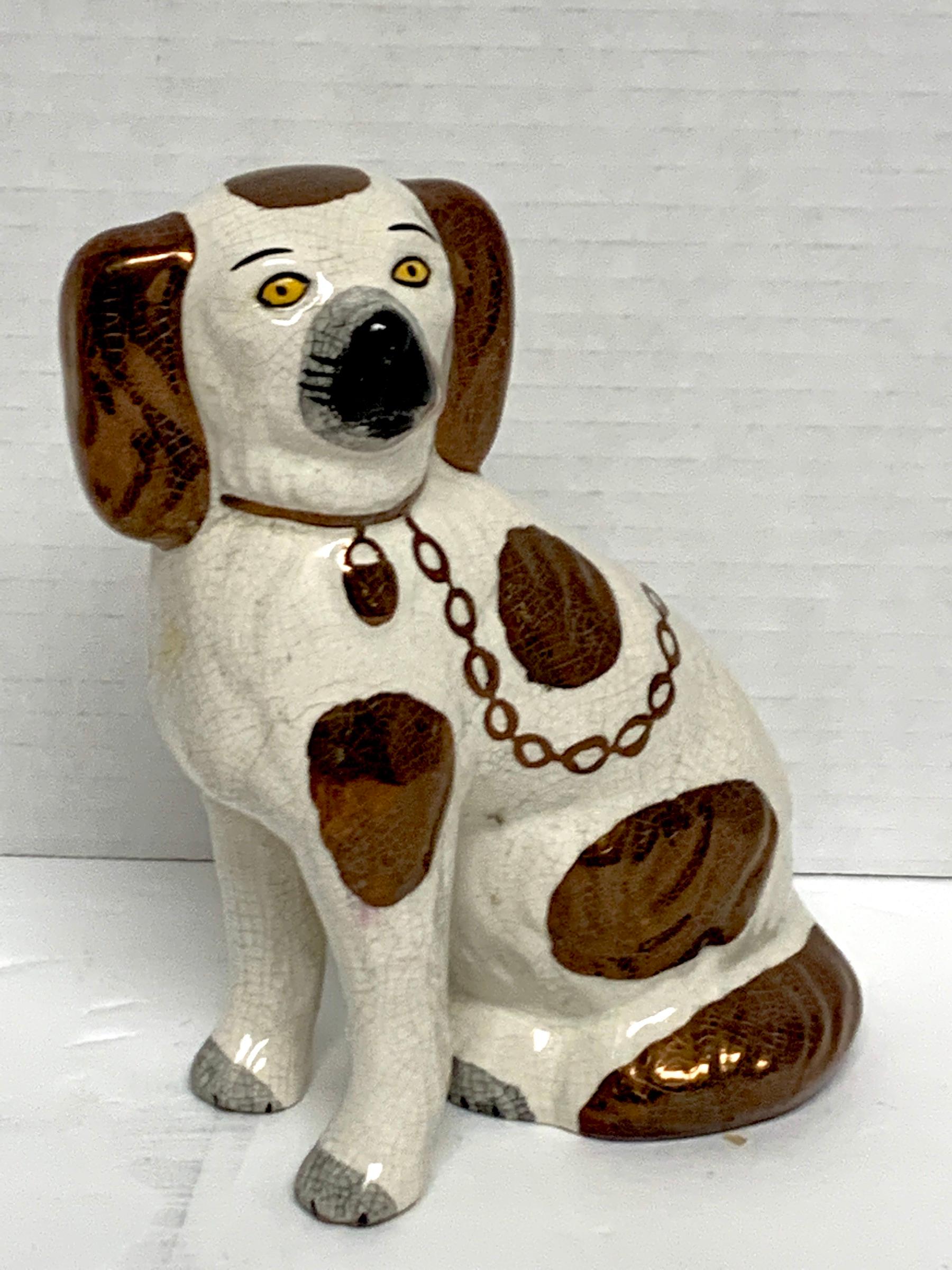 Pair of 19th Century Staffordshire Diminutive Copper Luster Dogs 3