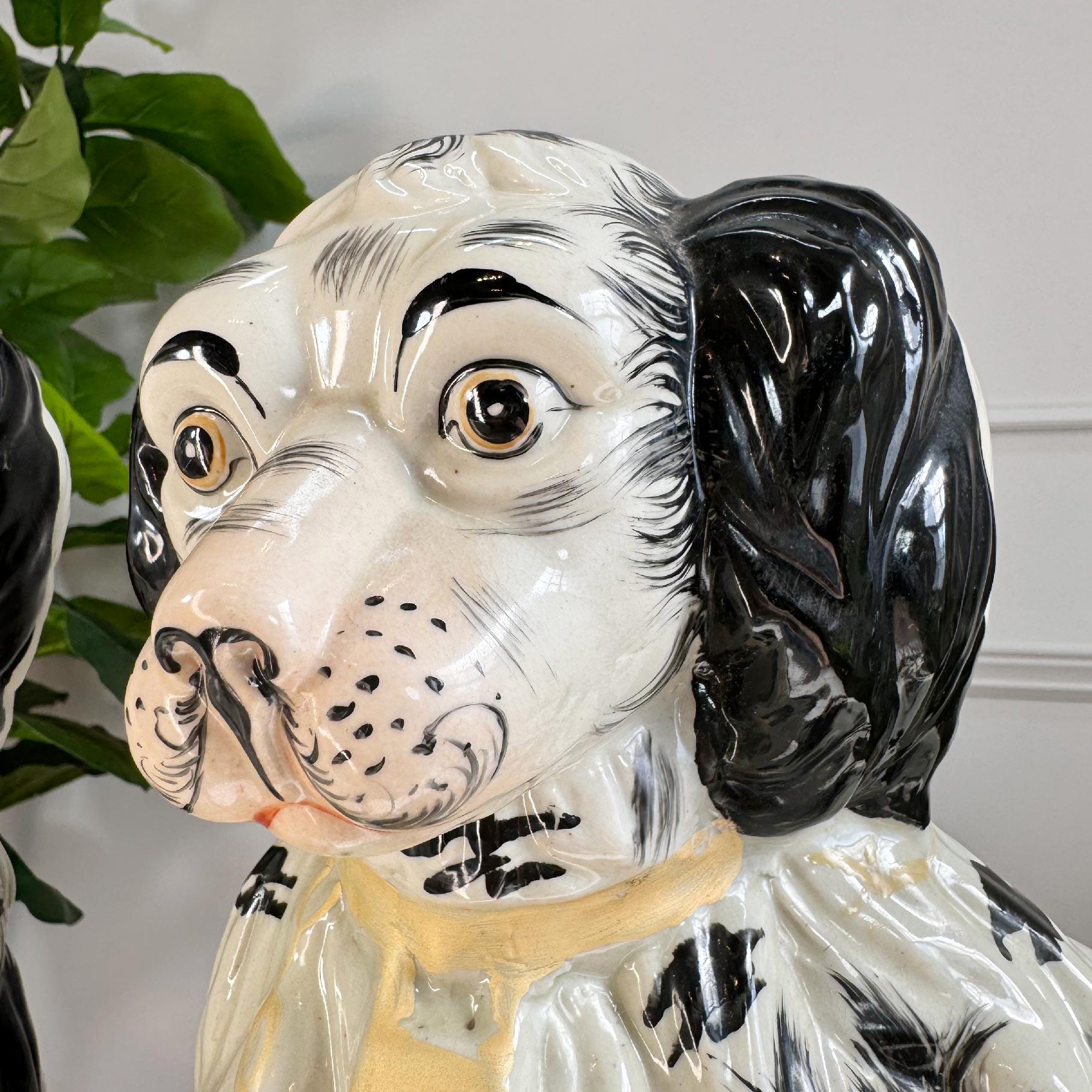 Hand-Painted  Pair of 19th Century Staffordshire Dogs For Sale