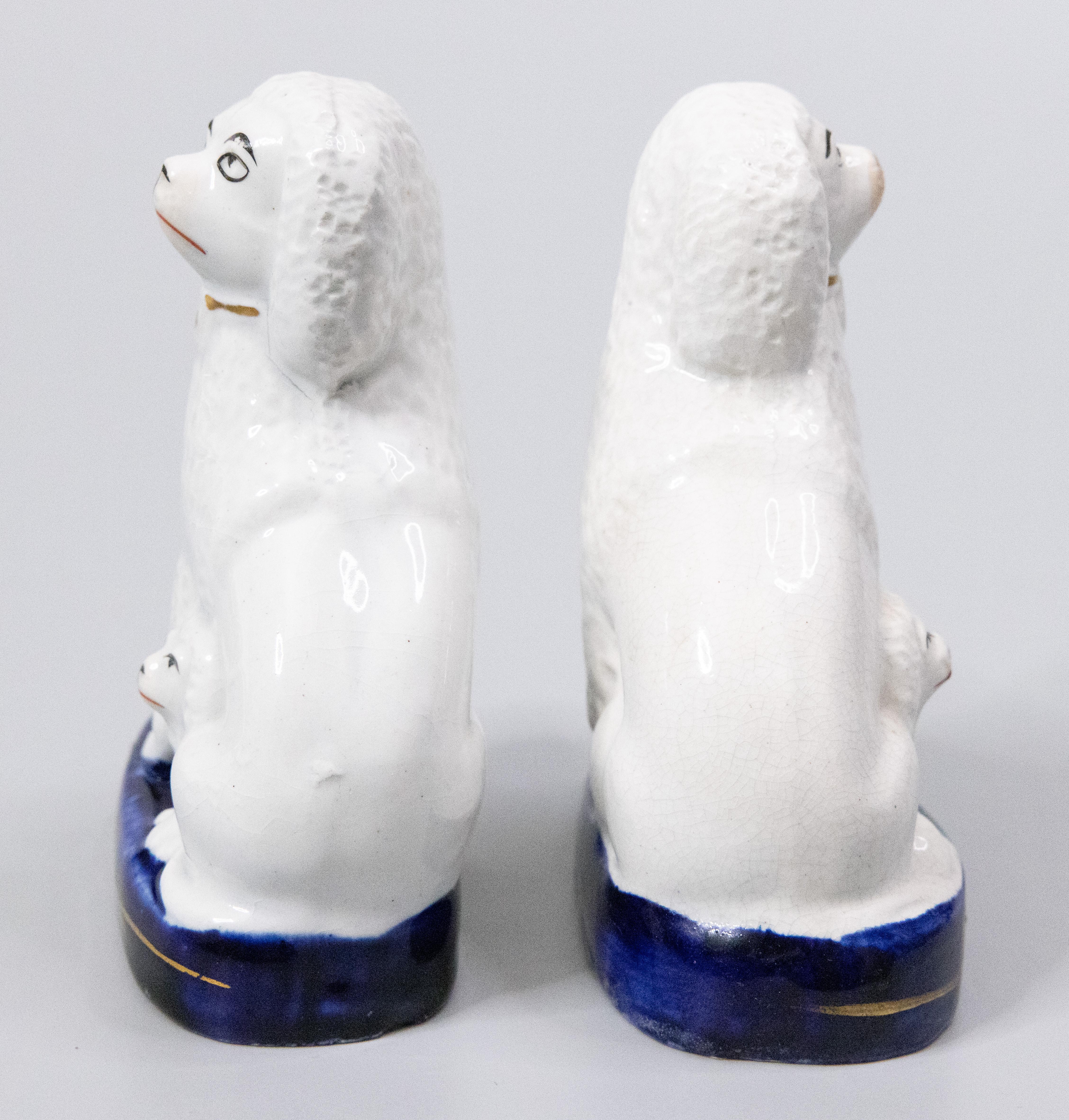 Victorian Pair of 19th Century Staffordshire Dogs Poodles & Pups Figurines For Sale