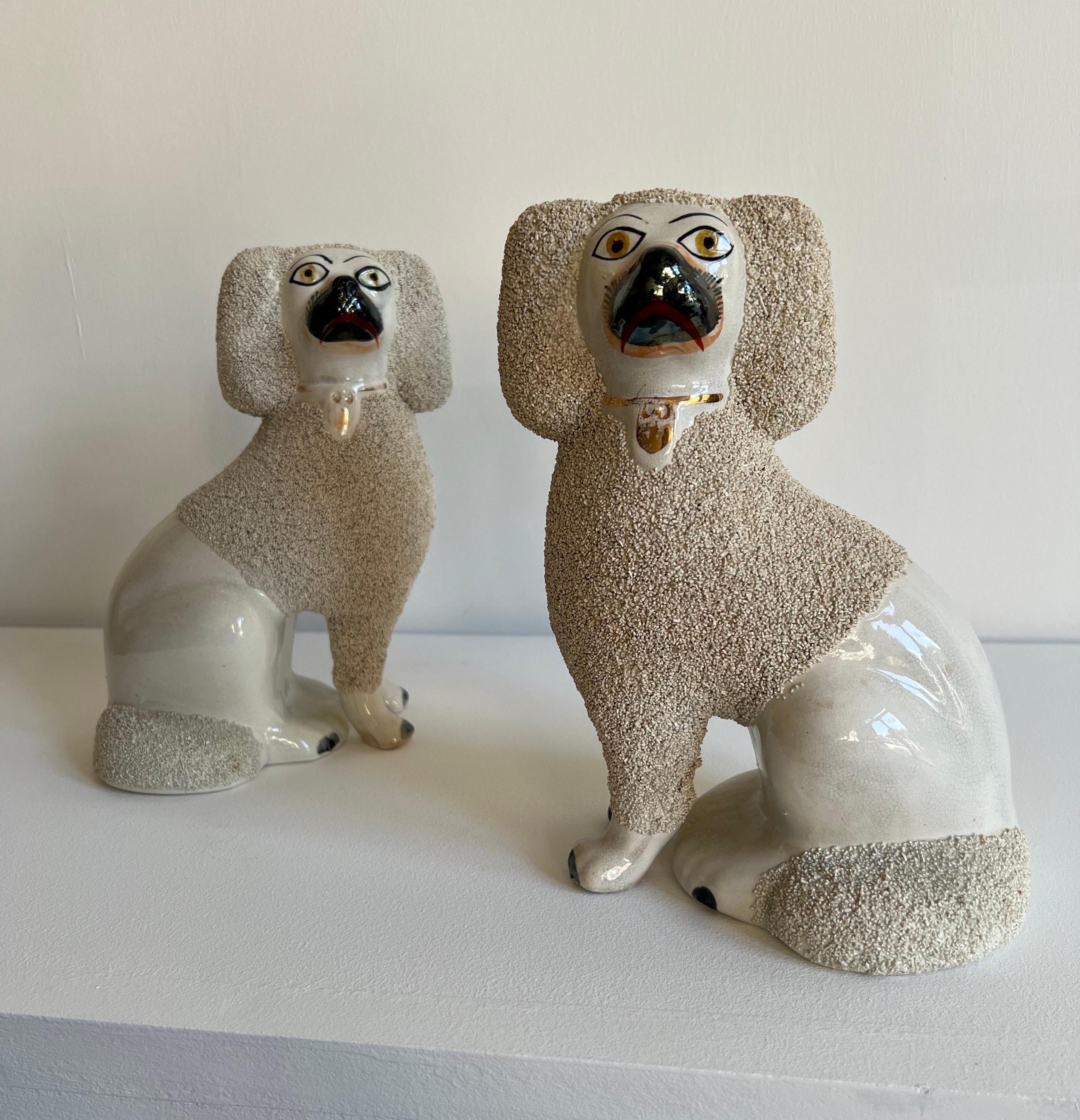 Pair of 19th Century Staffordshire Poodles 1
