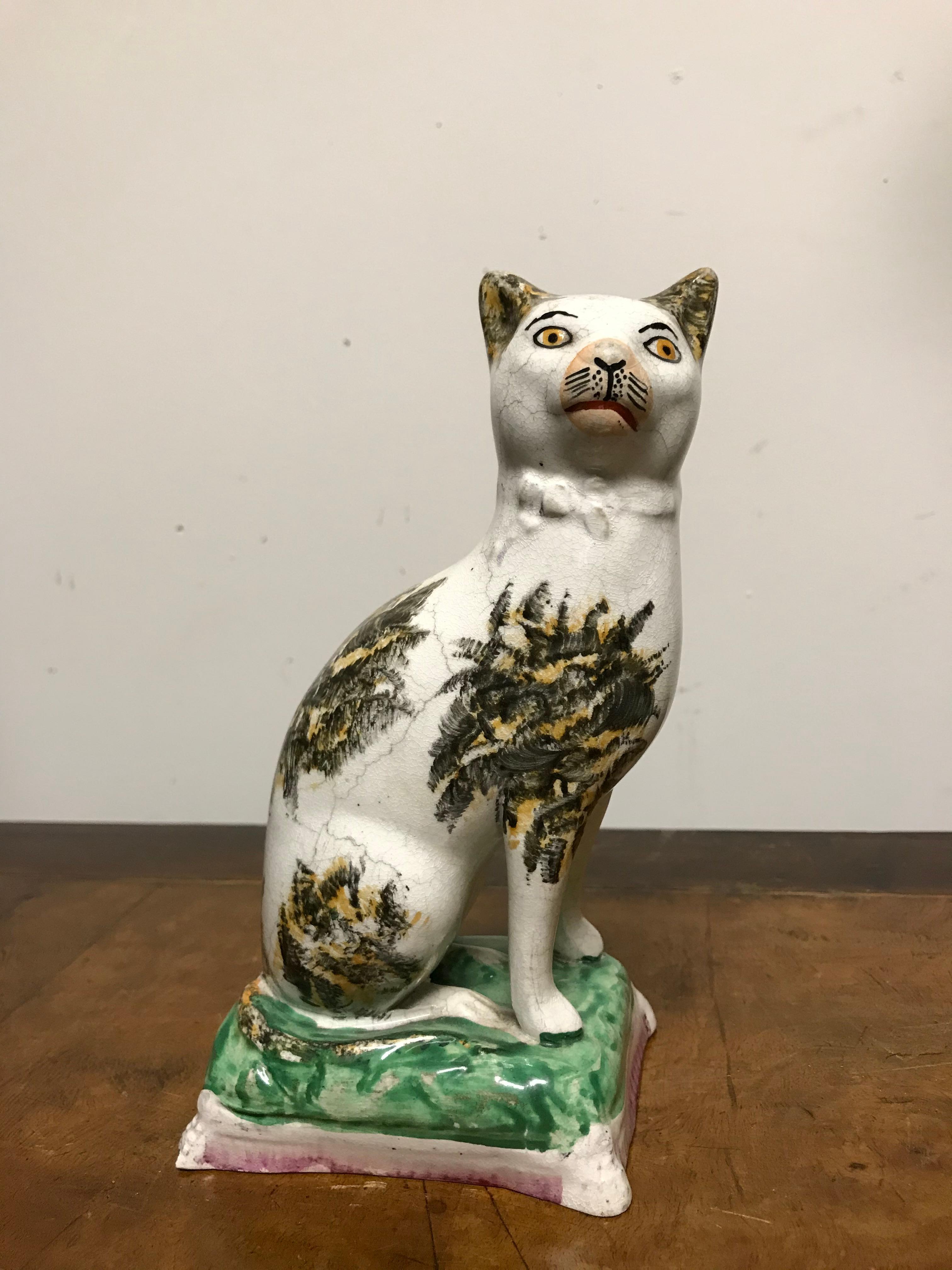 Pair of 19th Century Staffordshire Pottery Cats 3