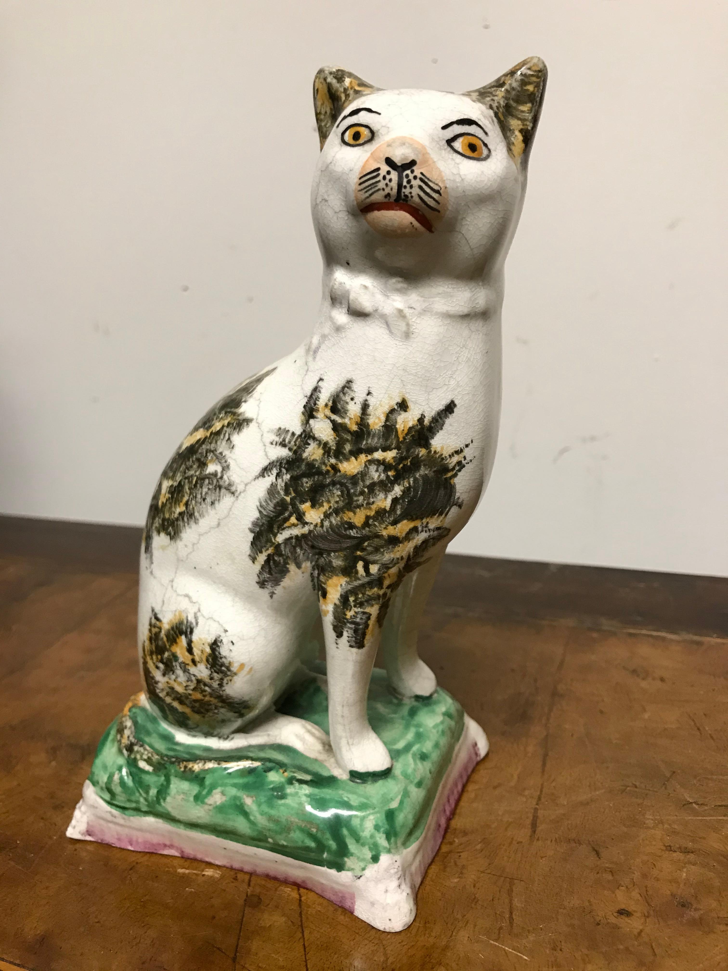 Pair of 19th Century Staffordshire Pottery Cats 4