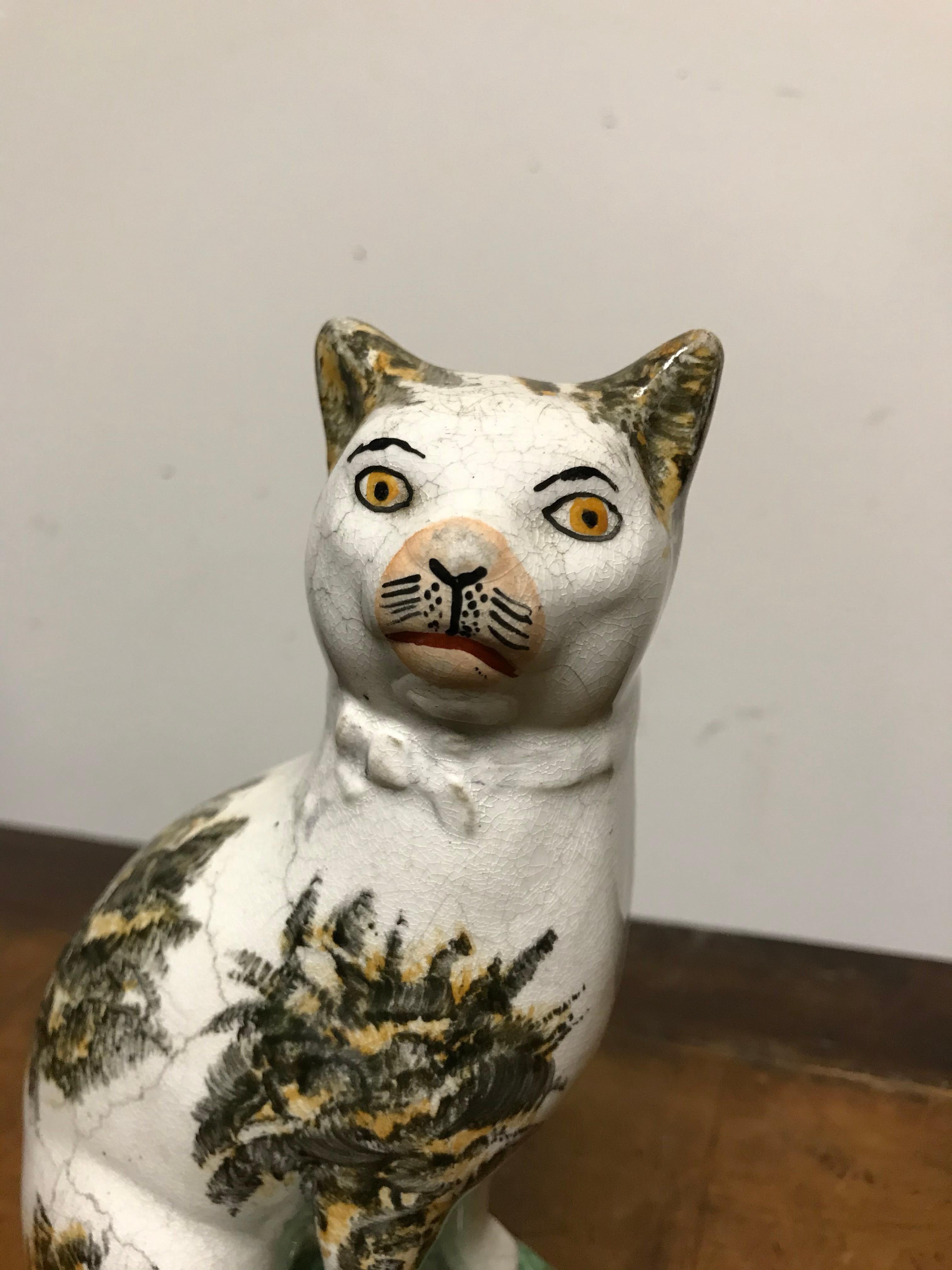 Pair of 19th Century Staffordshire Pottery Cats 5