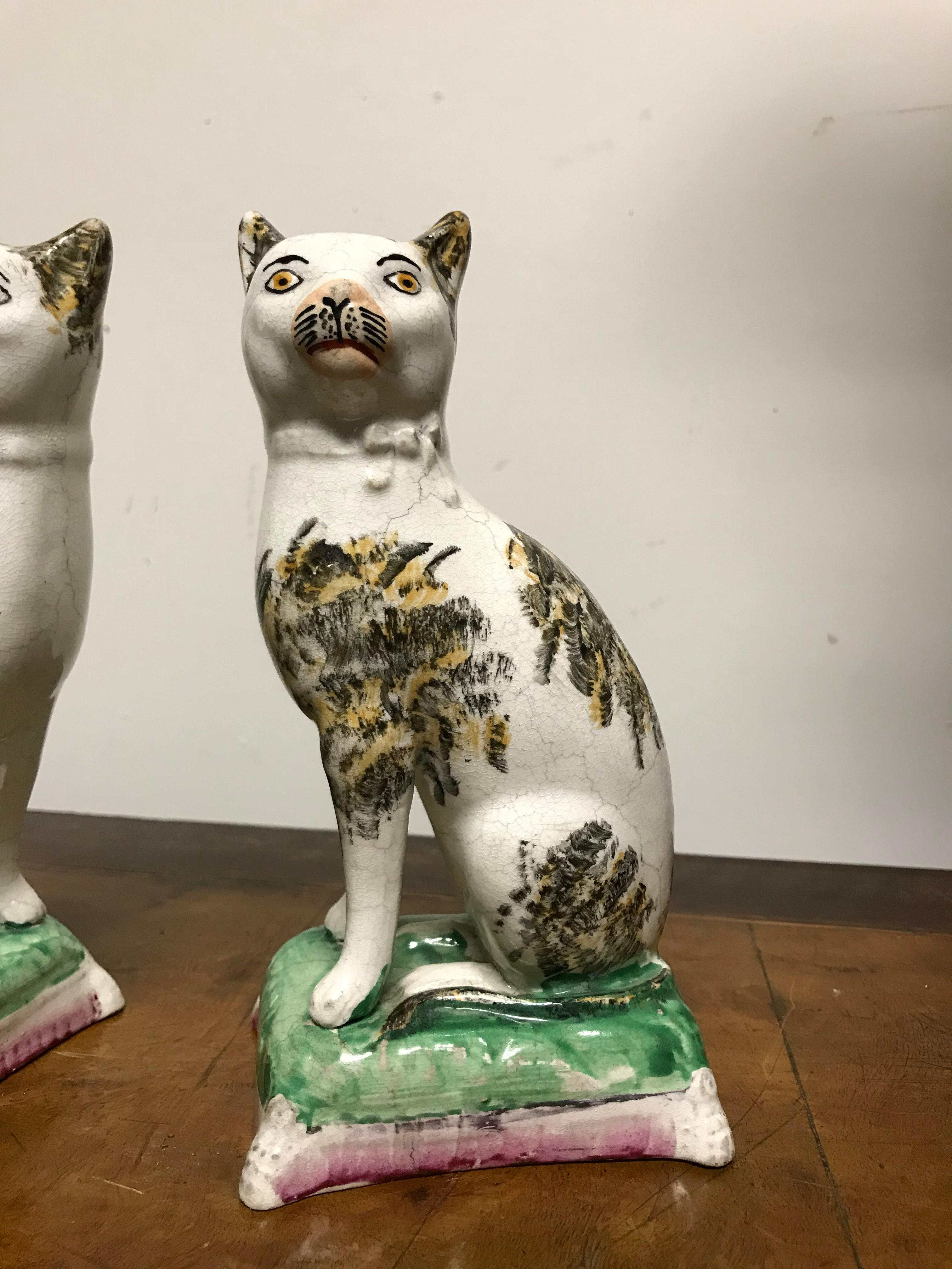 antique staffordshire cats
