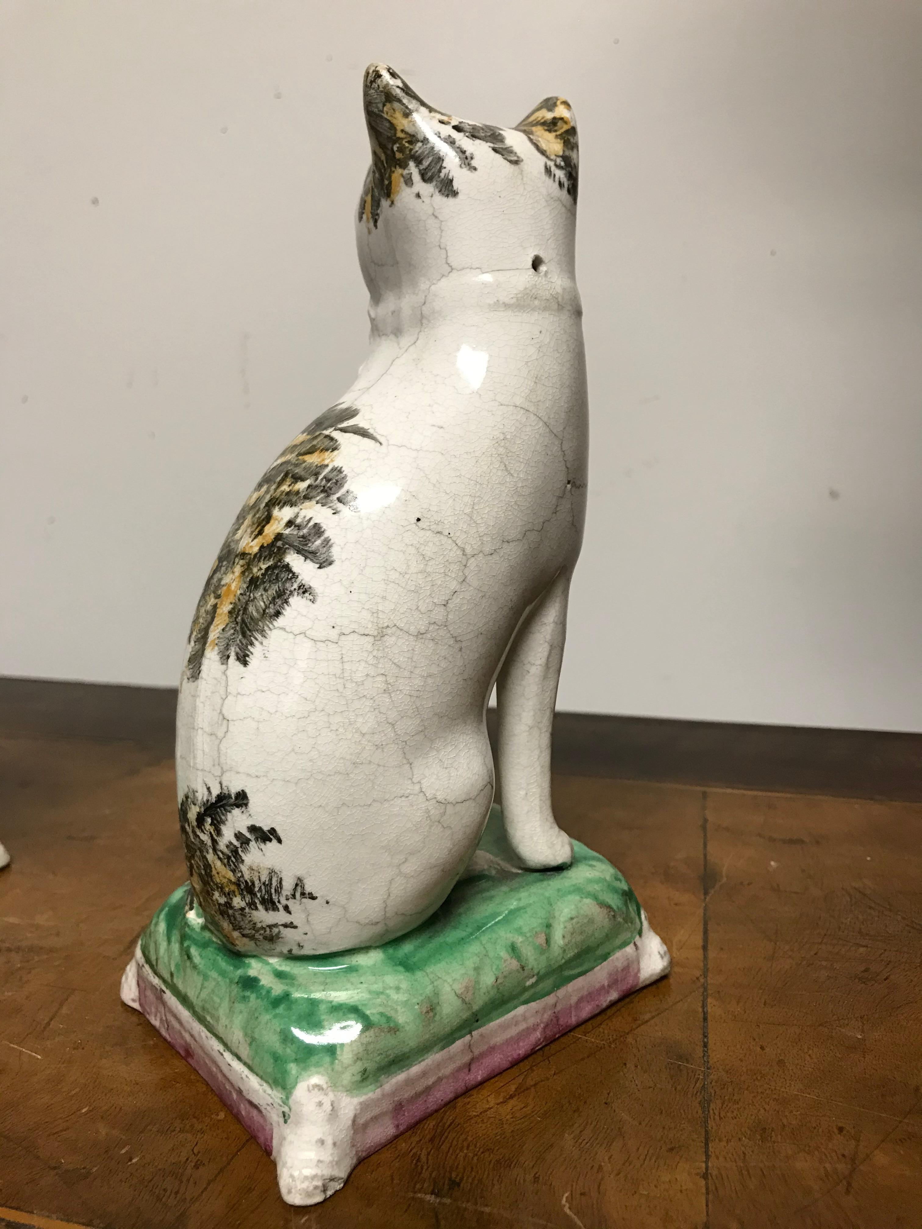 English Pair of 19th Century Staffordshire Pottery Cats