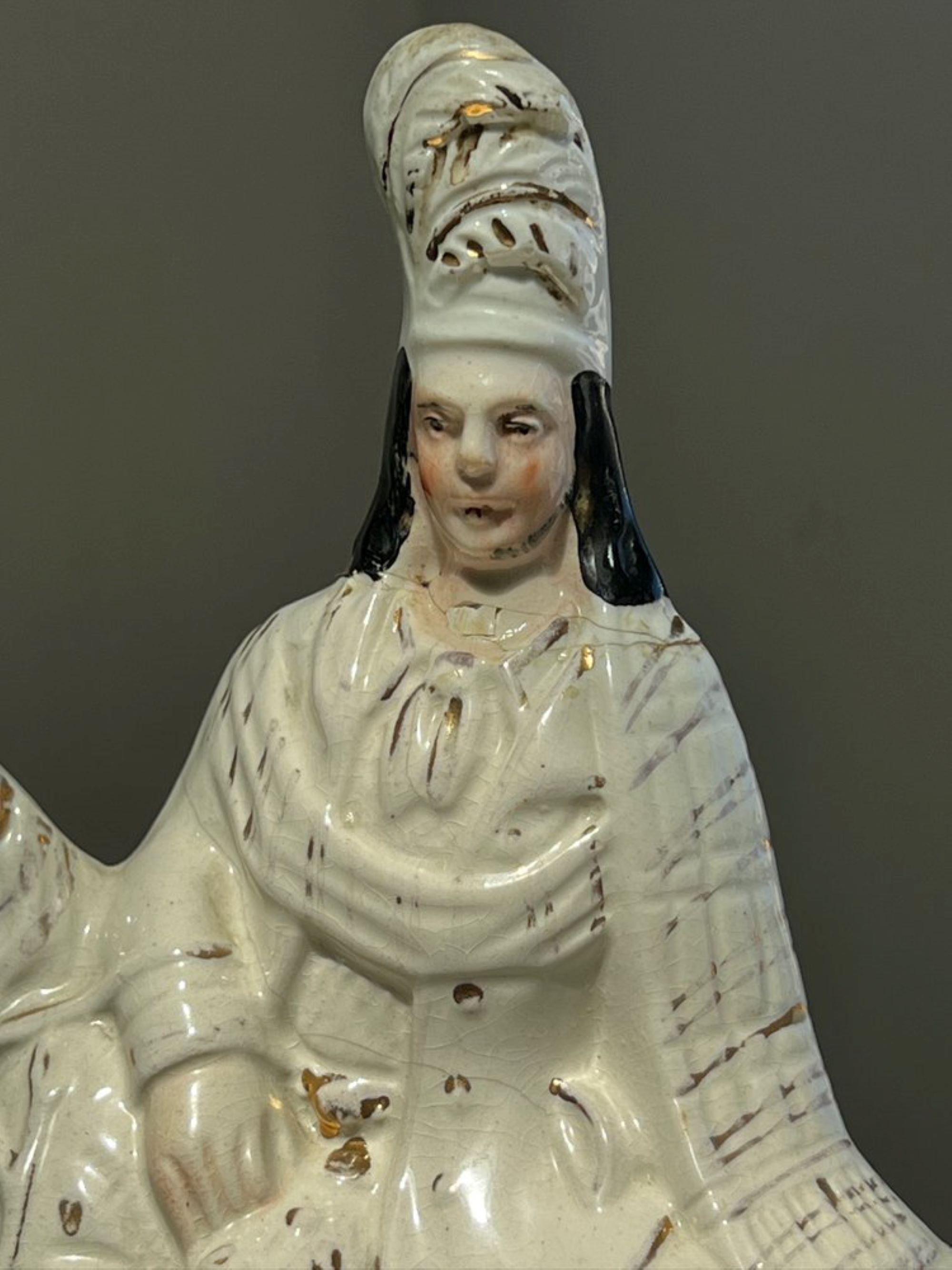 Pair of 19th century Staffordshire pottery figurines , Highland hunter on horseb 3