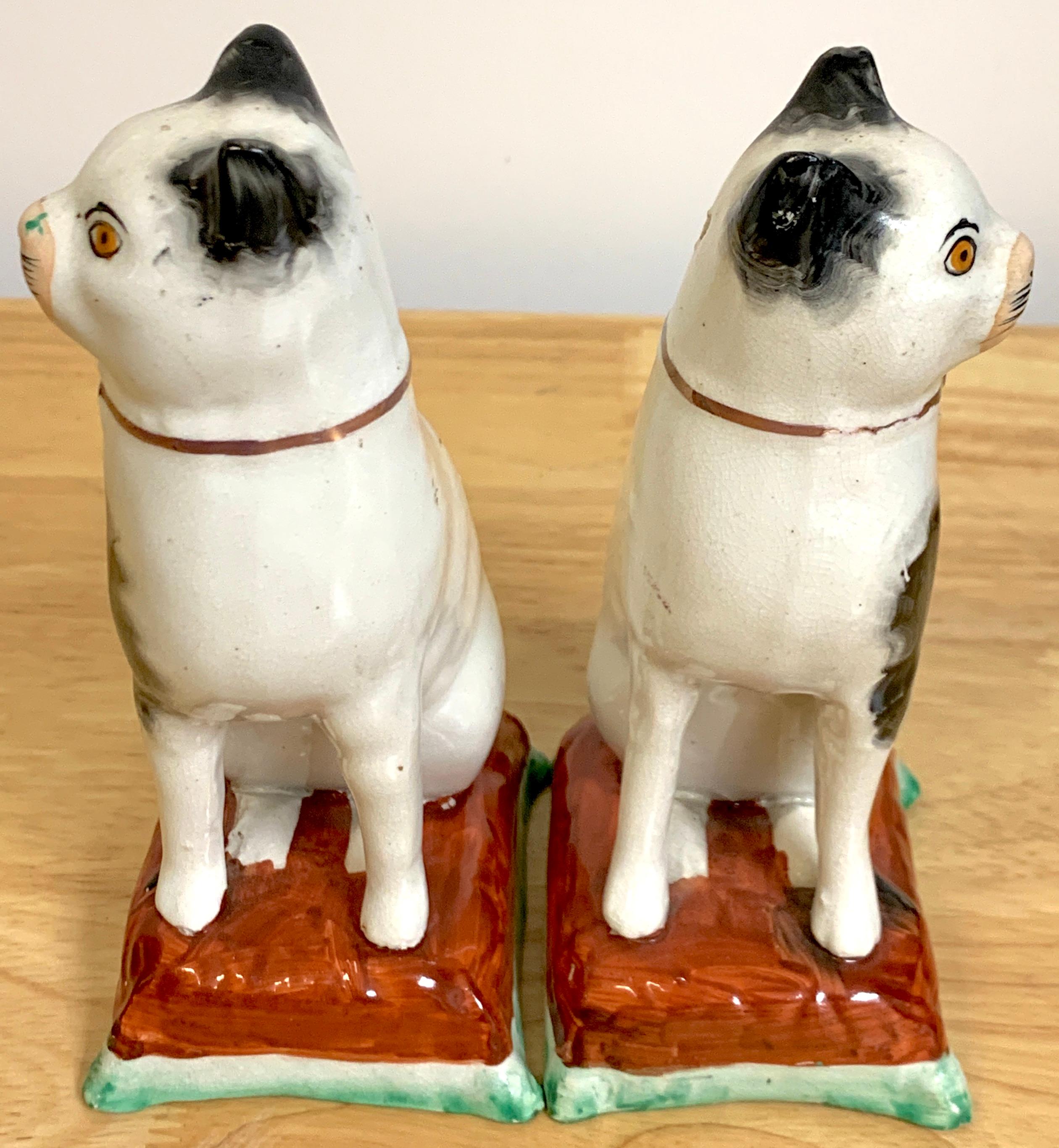 English Pair of 19th Century Staffordshire Seated Cats