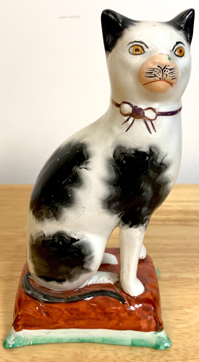 Pair of 19th Century Staffordshire Seated Cats at 1stDibs