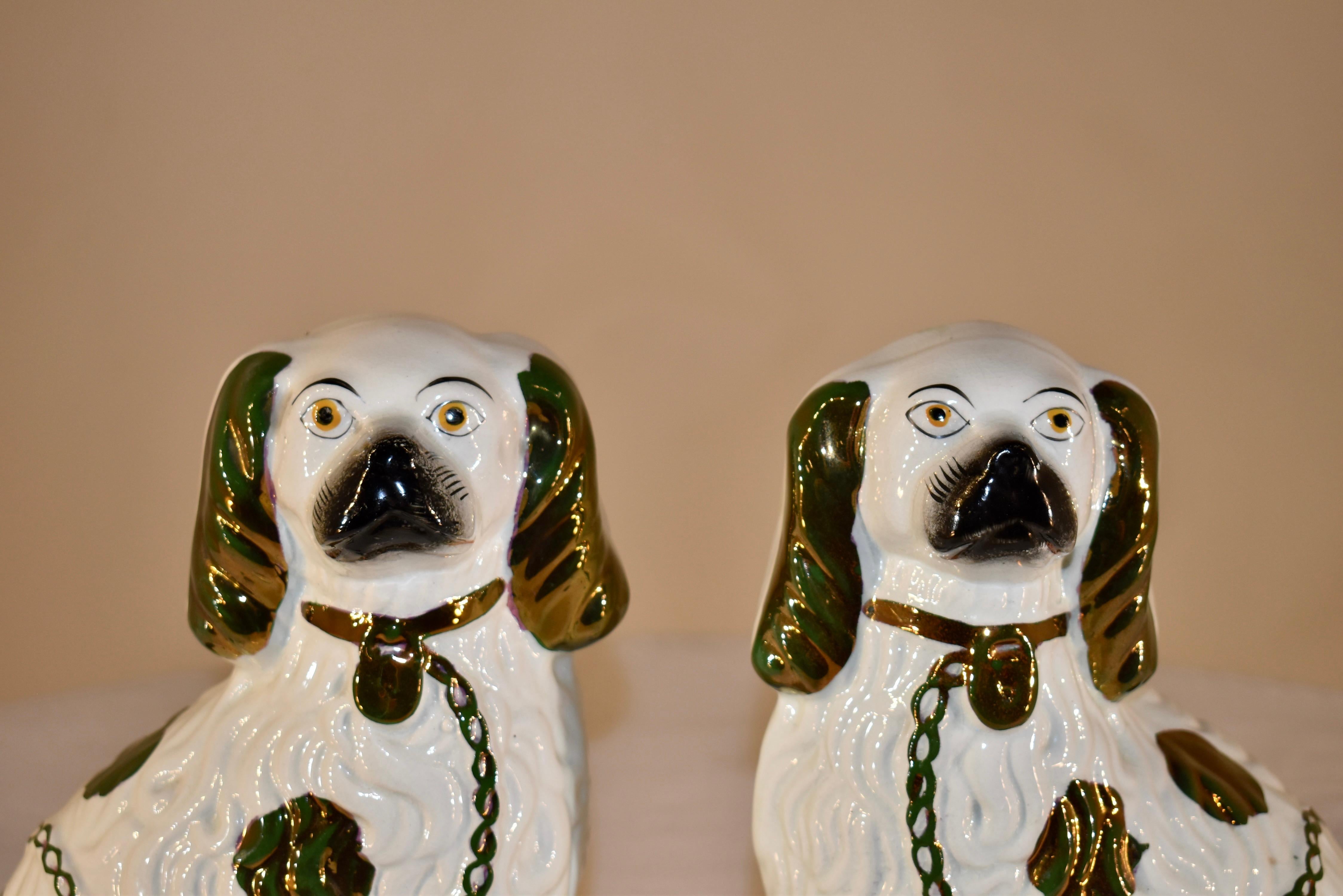 Victorian Pair of 19th Century Staffordshire Spaniels For Sale