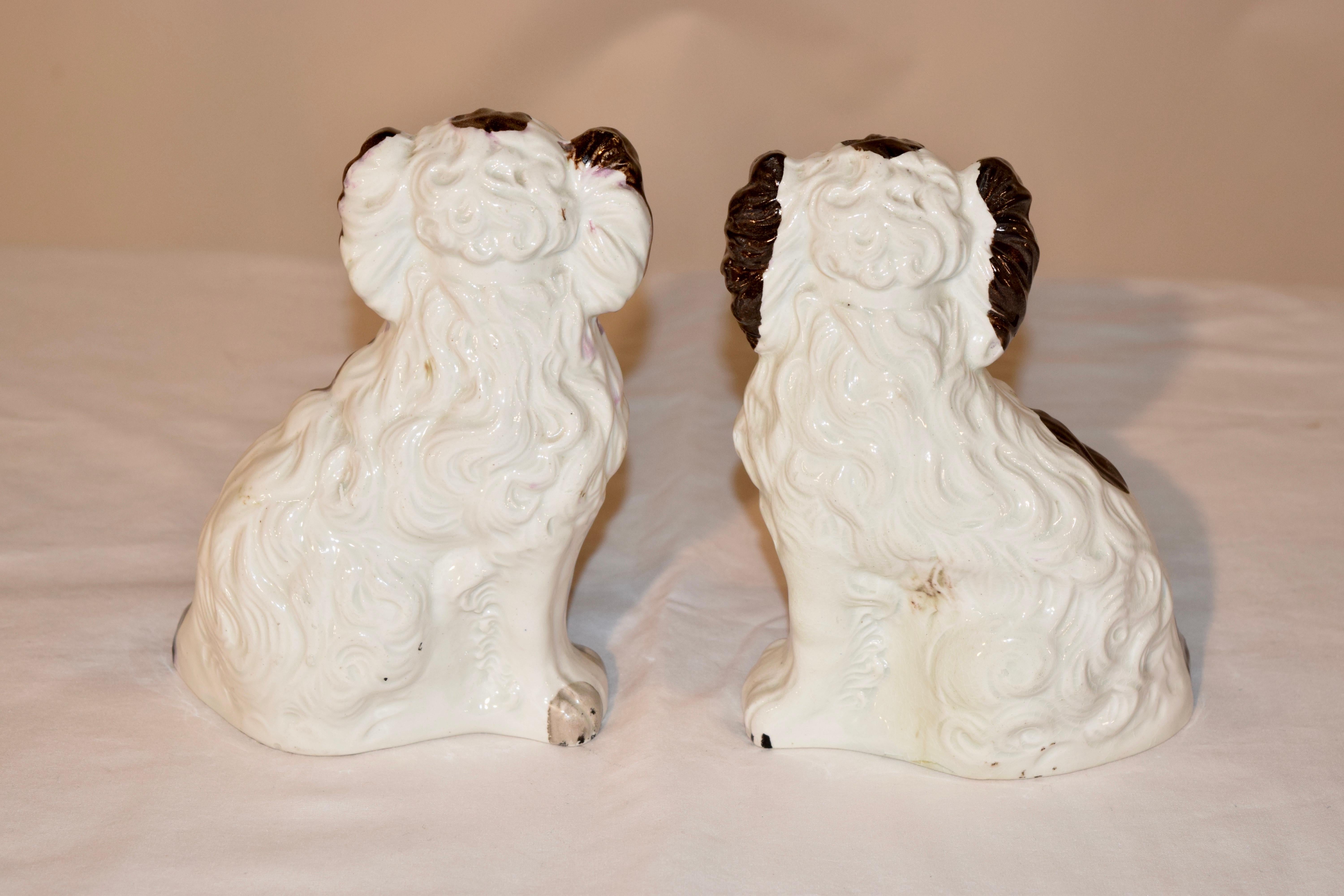 Glazed Pair of 19th Century Staffordshire Spaniels