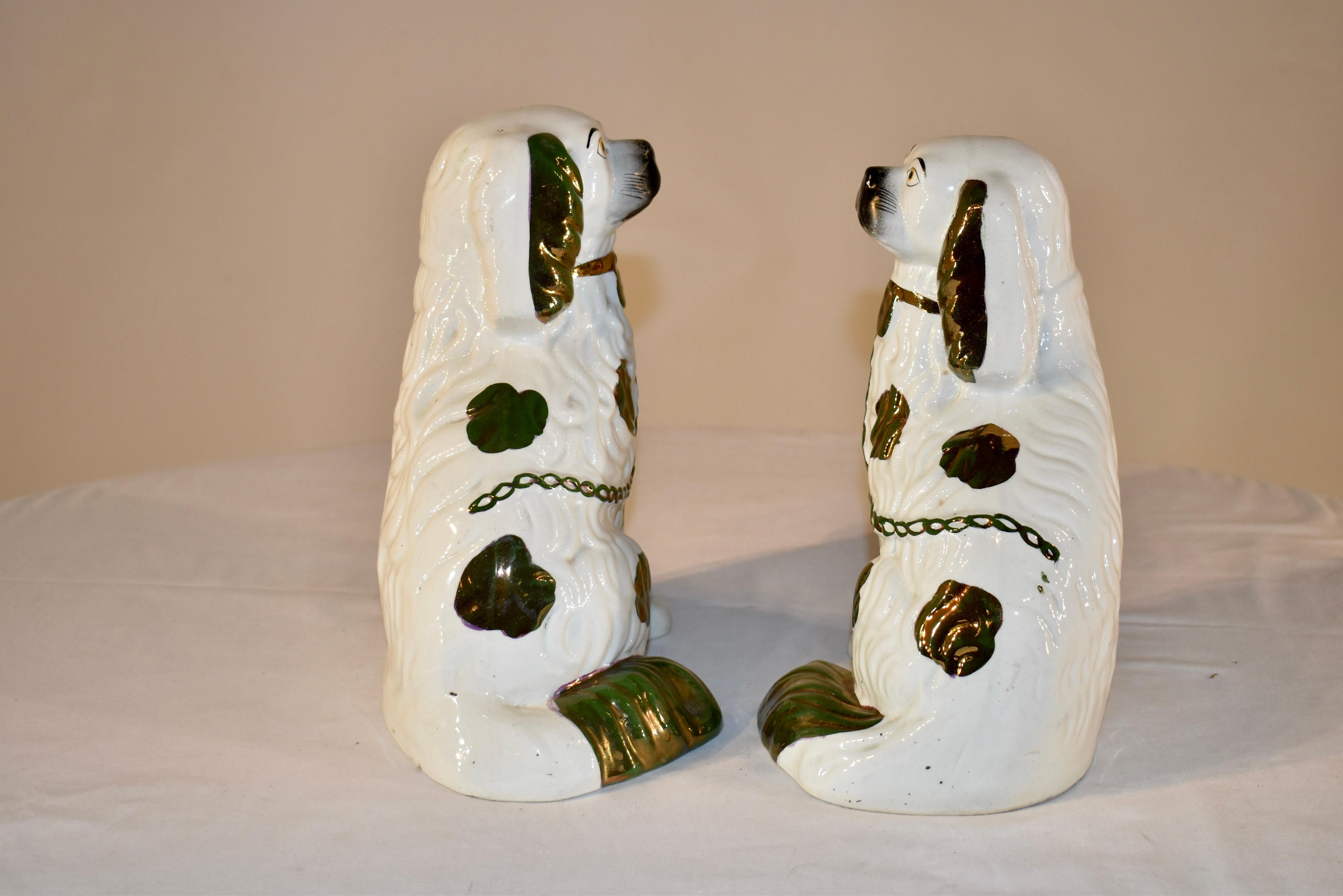 Glazed Pair of 19th Century Staffordshire Spaniels For Sale