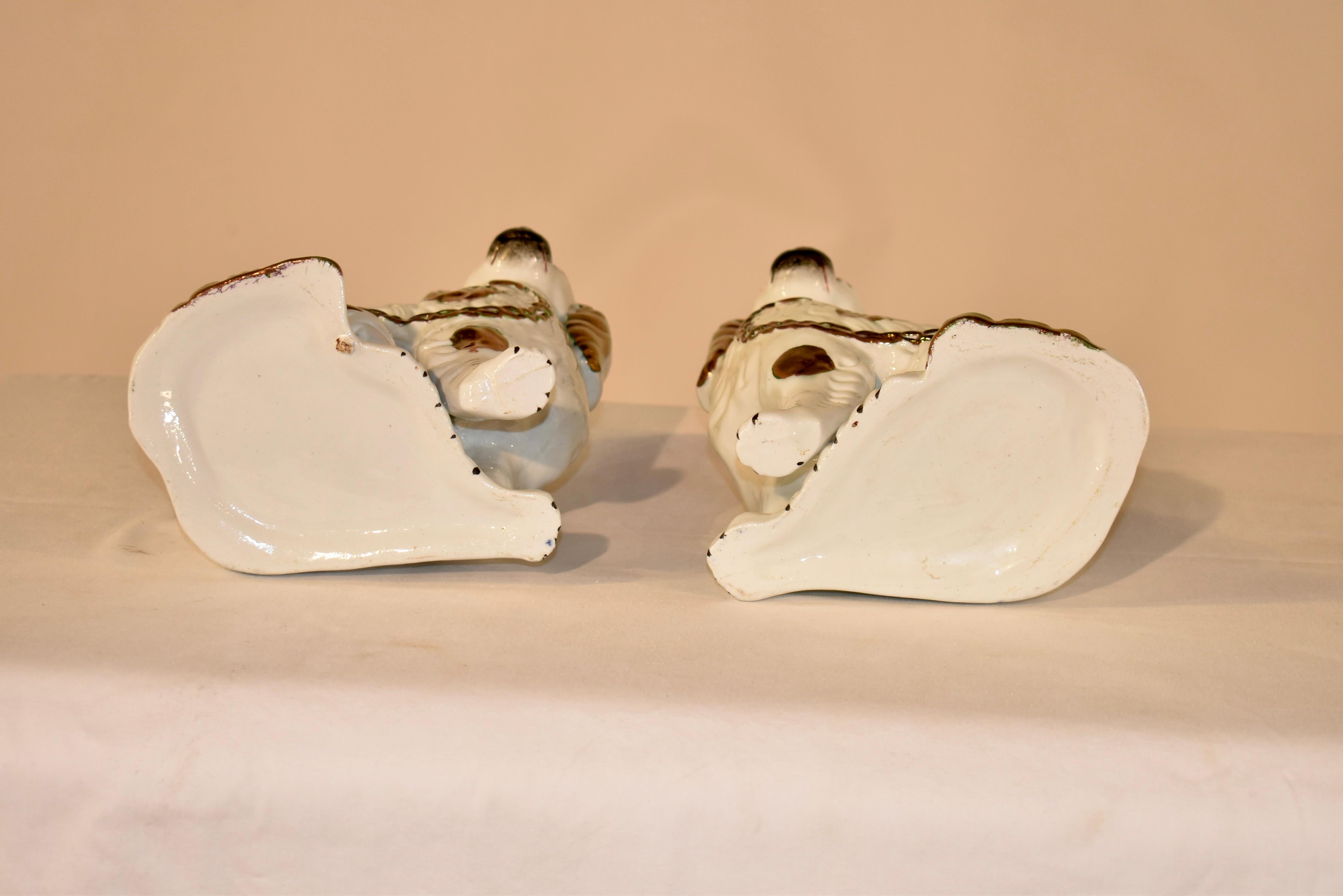 Glazed Pair of 19th Century Staffordshire Spaniels For Sale