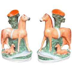 Pair of 19th Century Staffordshire Vases