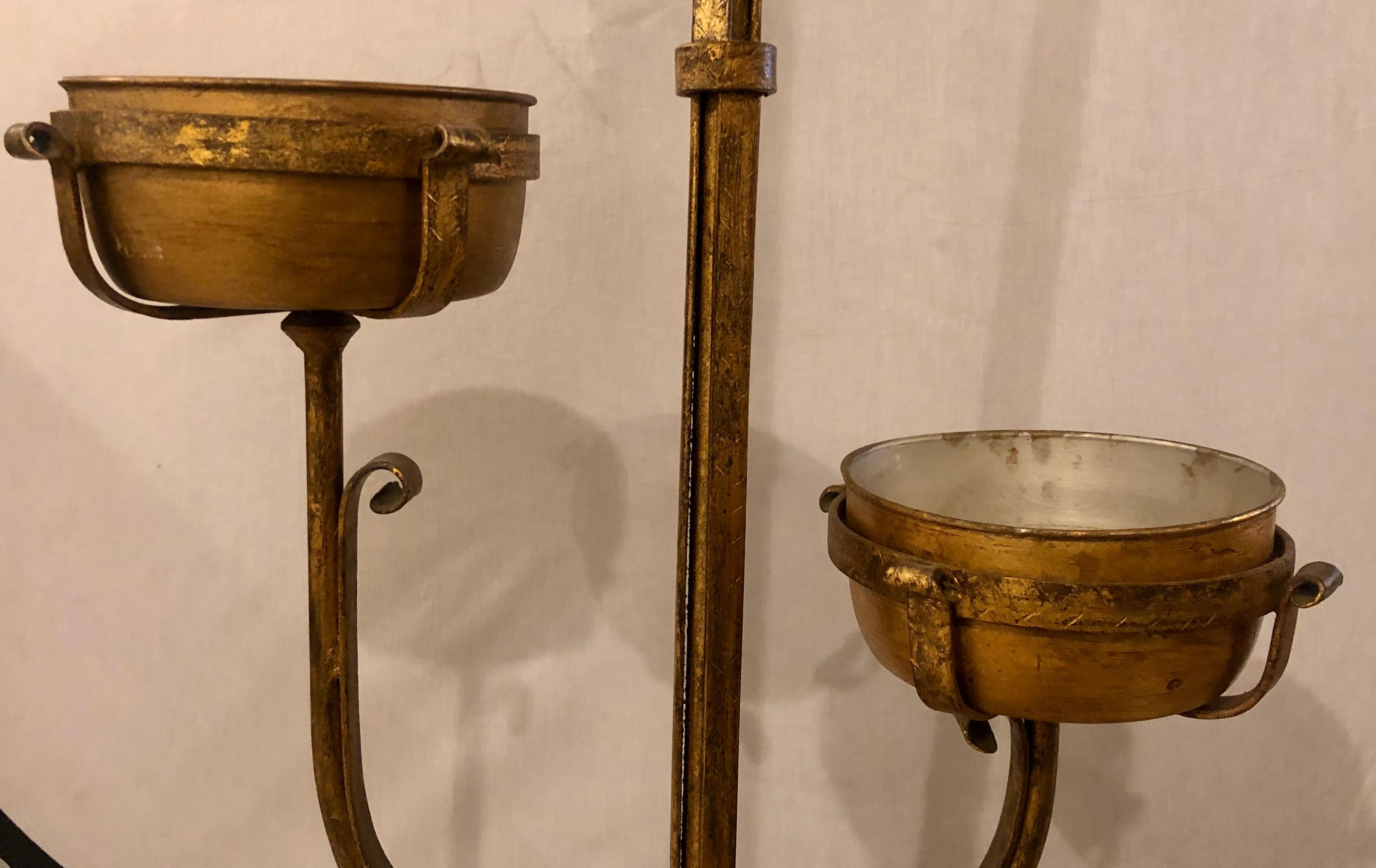 Pair of 19th Century Standing Candelabra Lamps, Gilt Metal Indurstrial 7