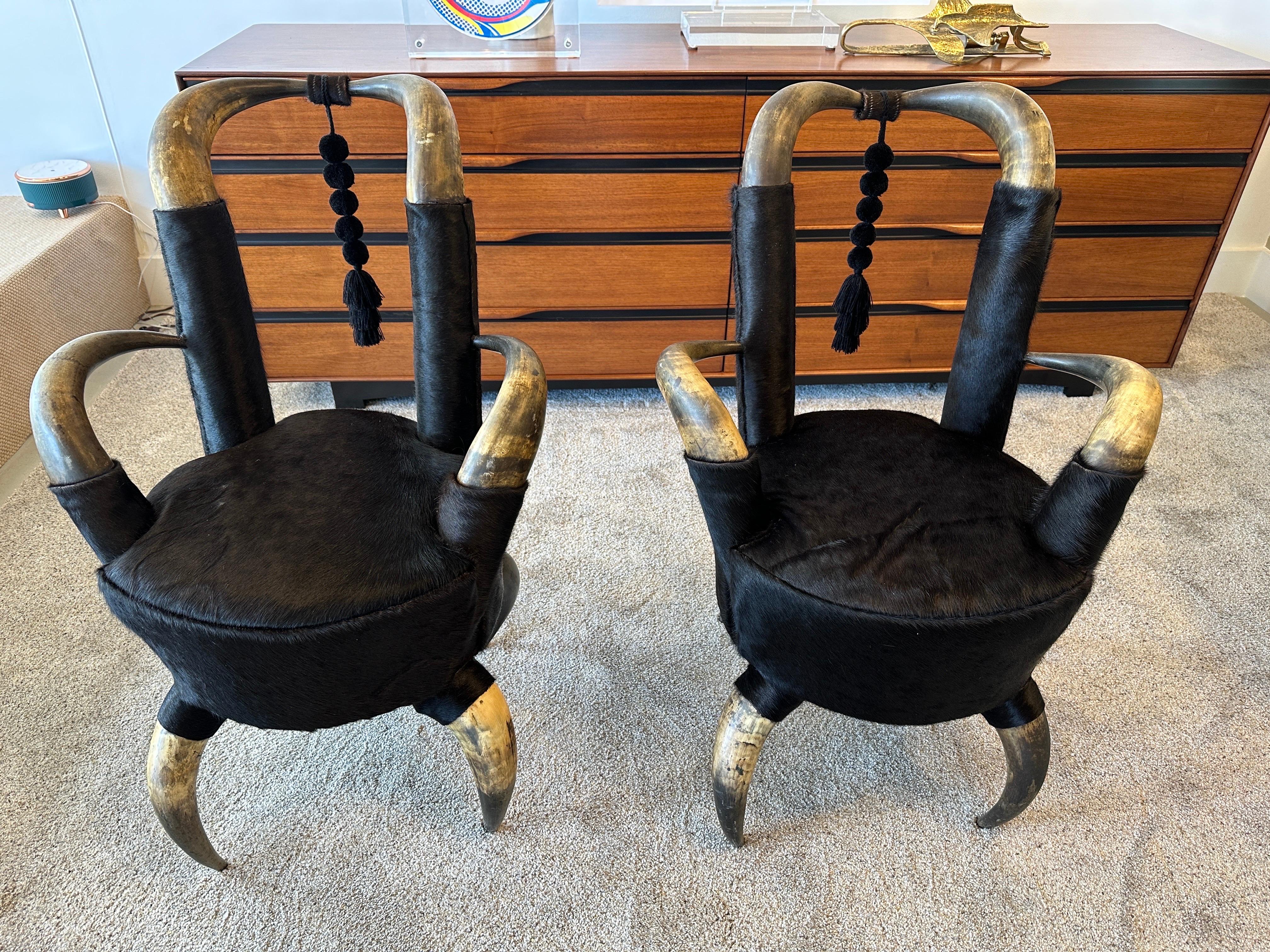 Pair of 19th Century Steer Horn Side Chairs For Sale 5