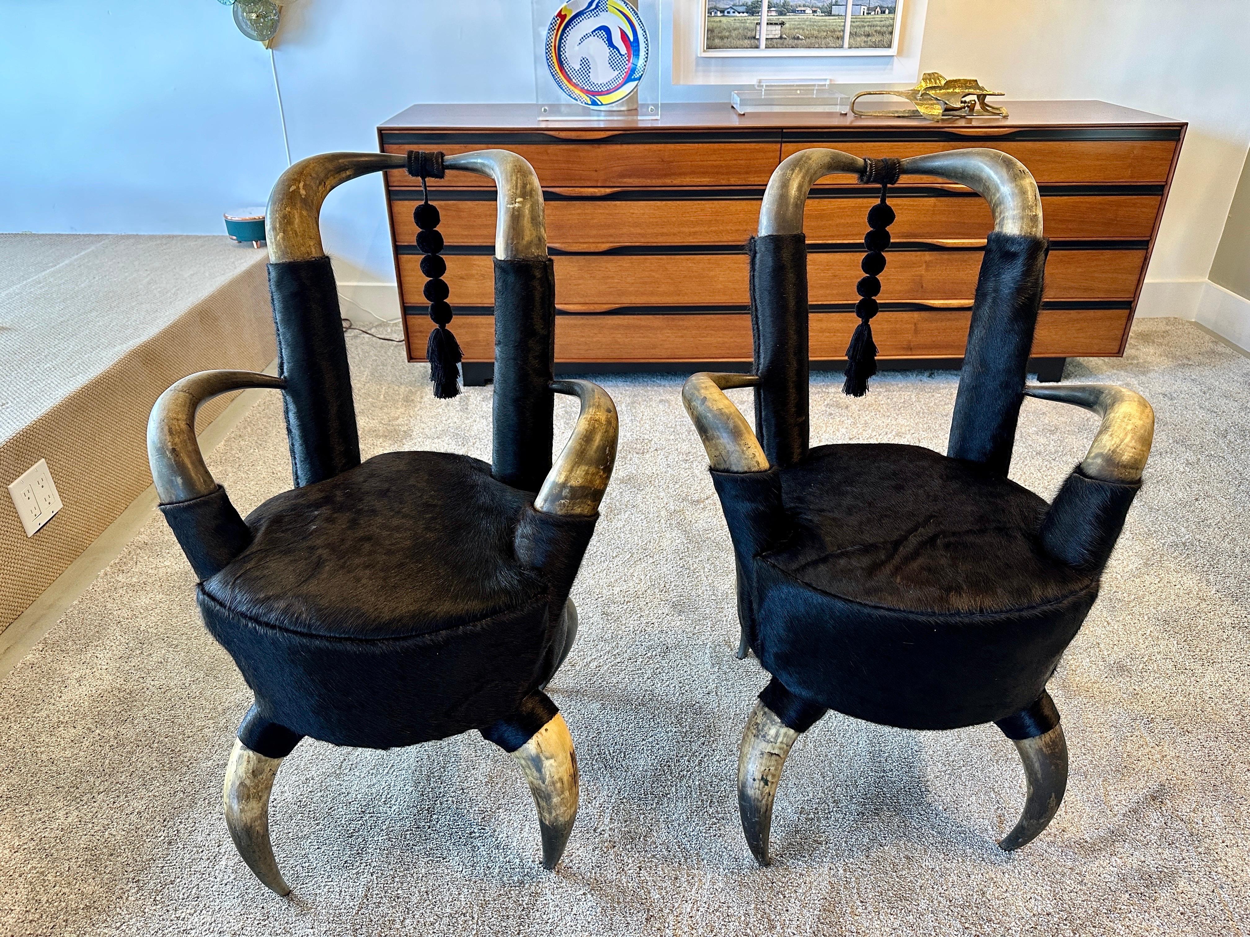 Pair of 19th Century Steer Horn Side Chairs For Sale 8