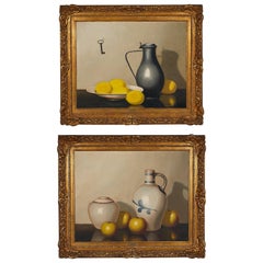 Antique Pair of 19th Century Still Life Oil Paintings by A. Veerkamp