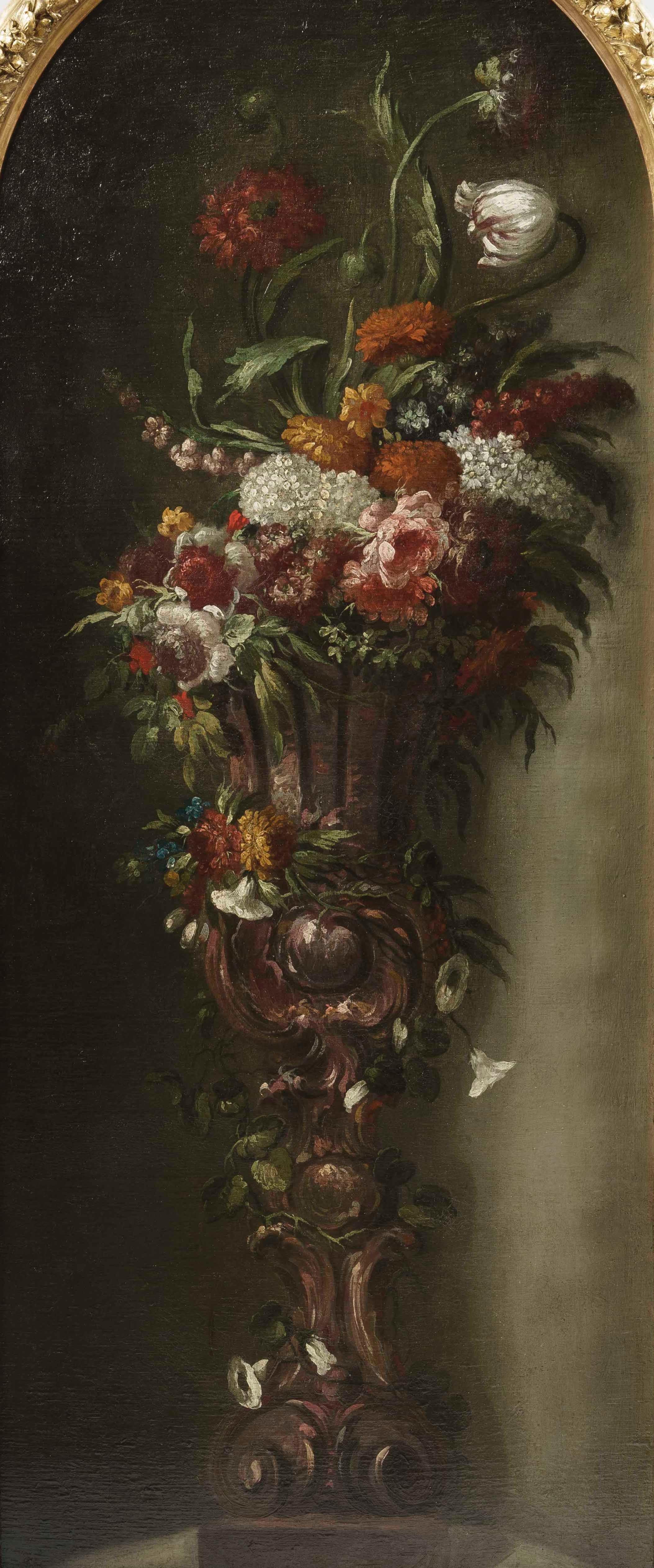 Pair of 19th Century Still-Life Paintings of Flower Bouquets in Vases In Good Condition In London, GB