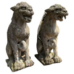 Pair of 19th Century Stone Griffins in Vicenza Stone