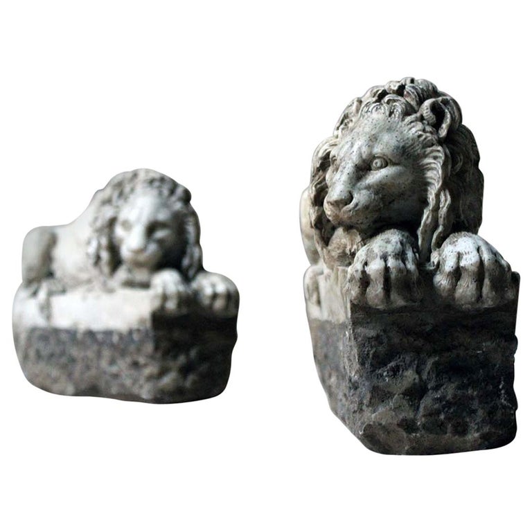 Paire de lions en pierre du 19ème siècle, d'après Antonio Canova sur ...