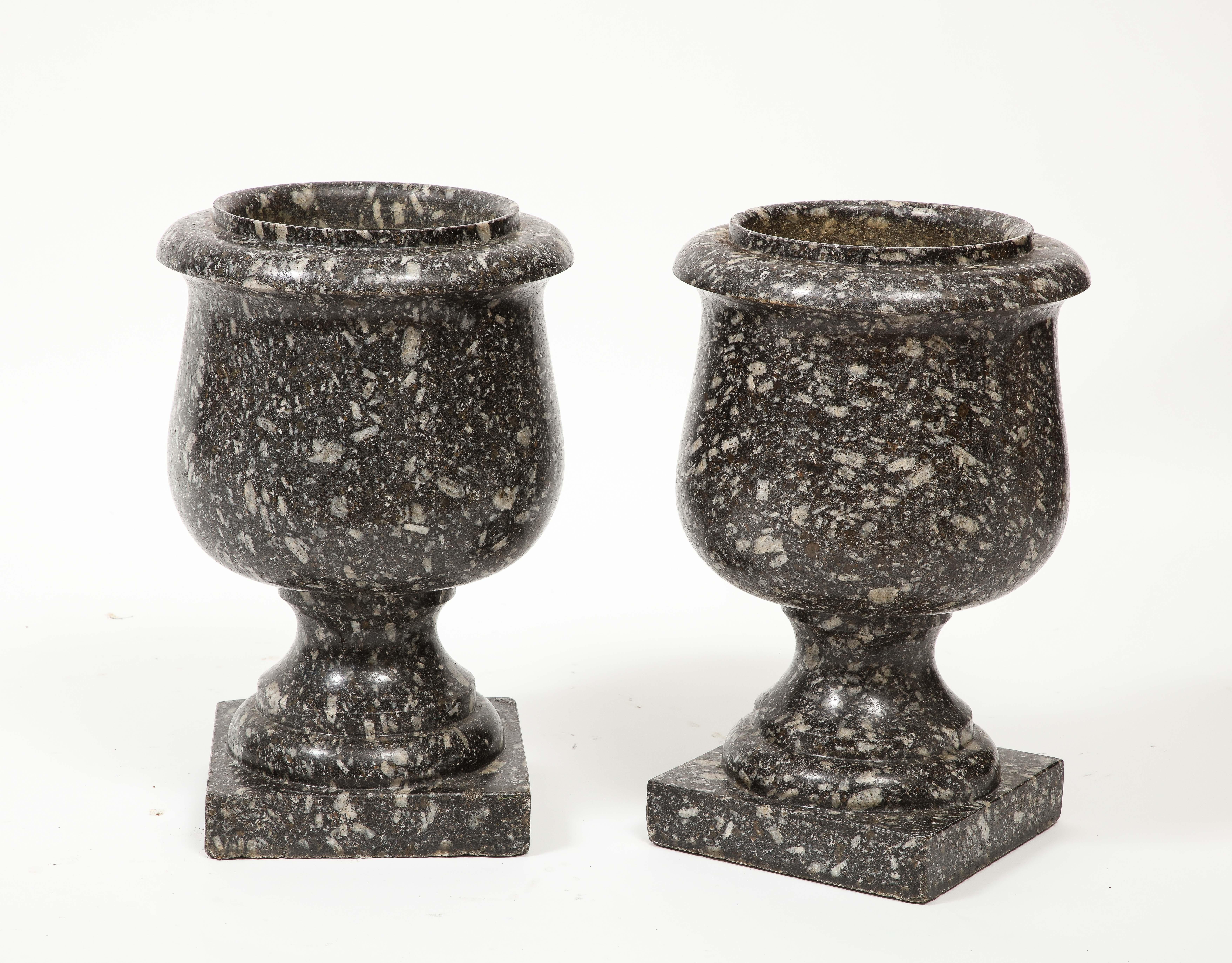 Pair of 19th Century Stone Urns In Good Condition In Chicago, IL