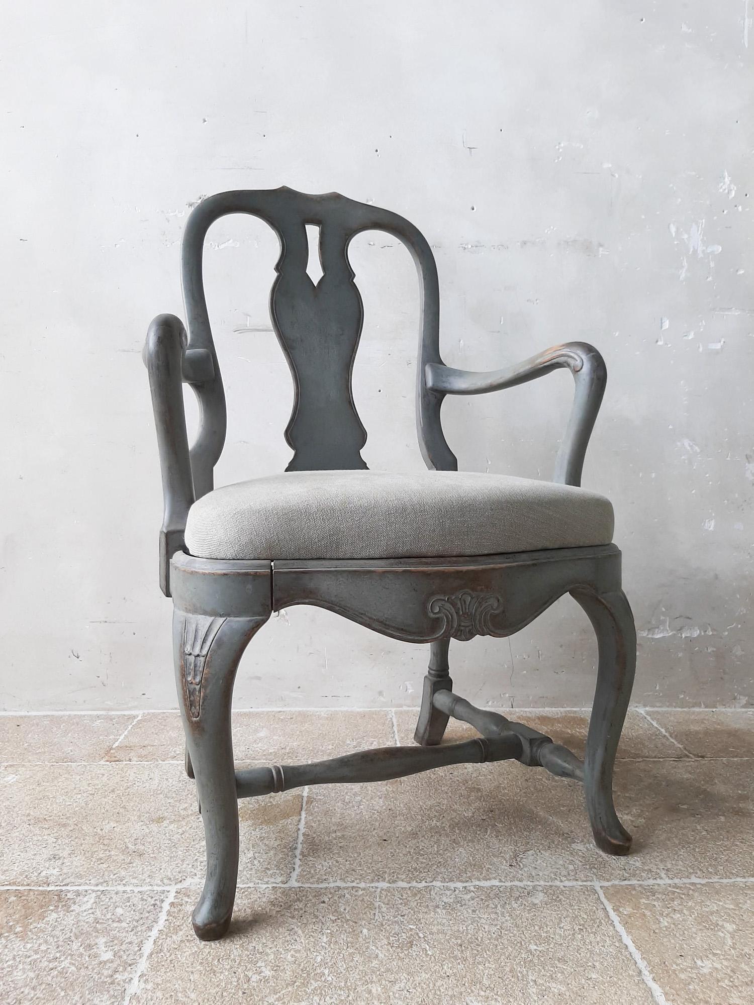 Pair of 19th Century Swedish Armchairs with Old Gray Patina 8