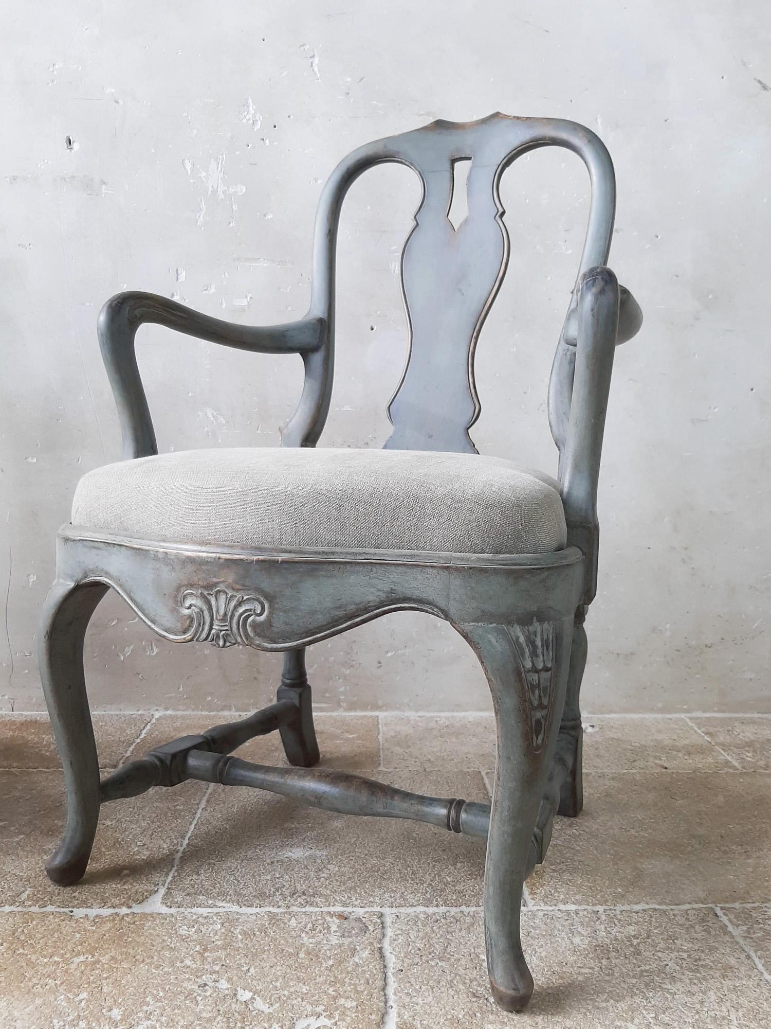 Pair of 19th Century Swedish Armchairs with Old Gray Patina 2