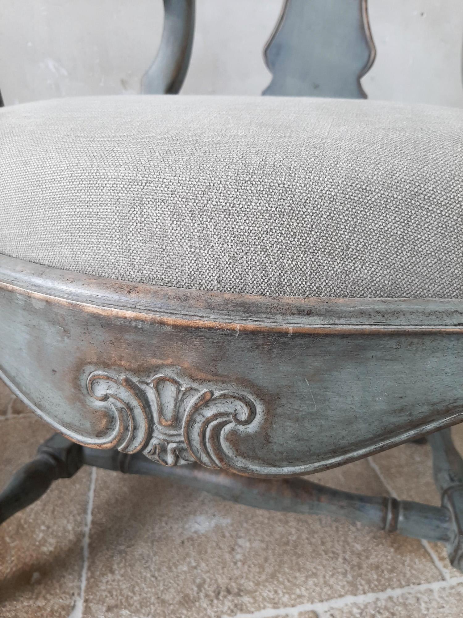 Pair of 19th Century Swedish Armchairs with Old Gray Patina 3