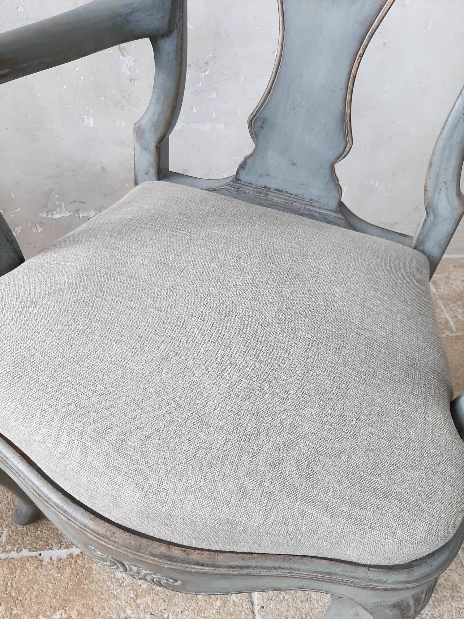 Pair of 19th Century Swedish Armchairs with Old Gray Patina 4