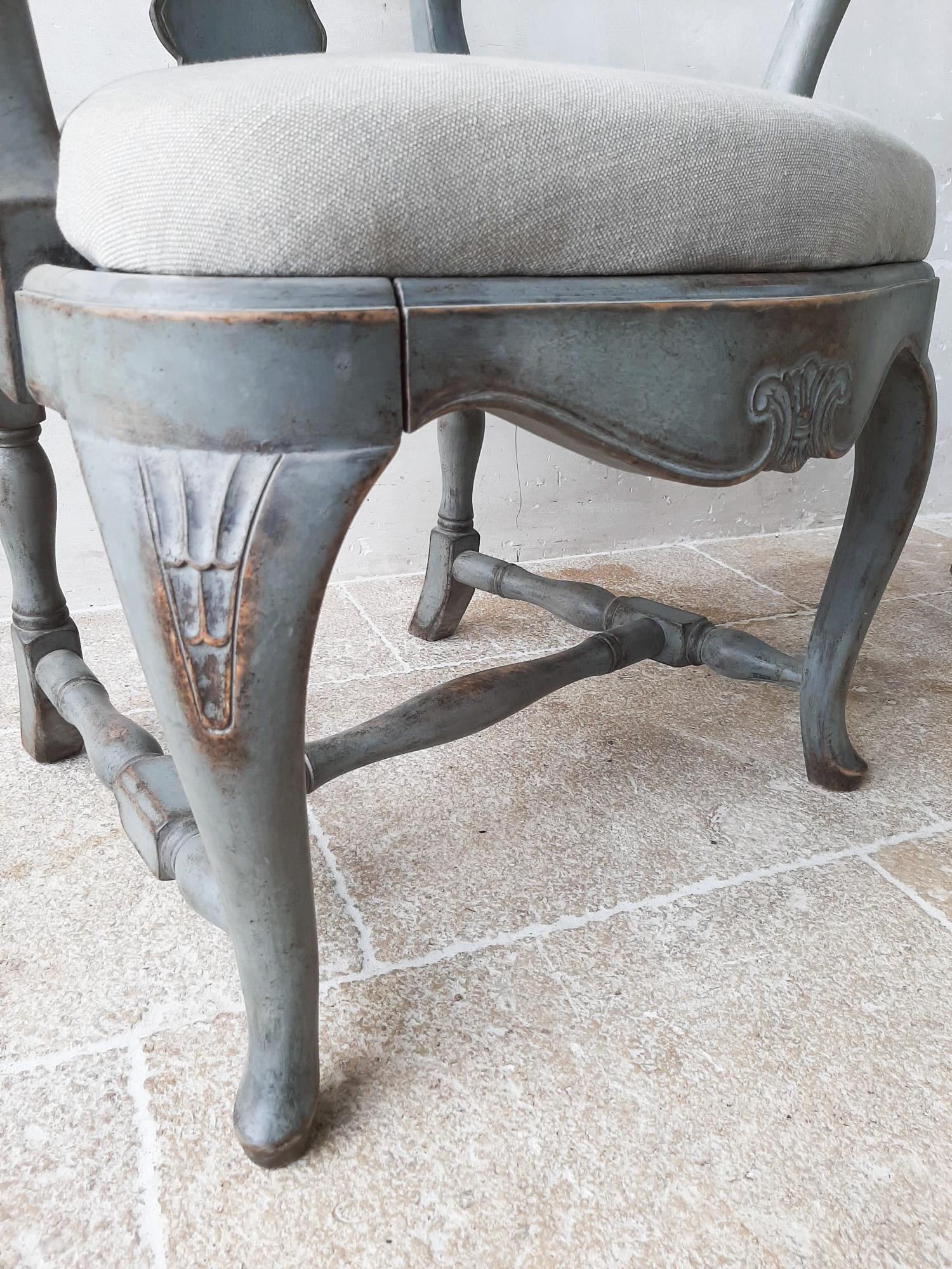 Pair of 19th Century Swedish Armchairs with Old Gray Patina 5