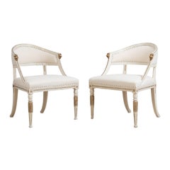 Pair of 19th Century Swedish Barrel Back Armchairs